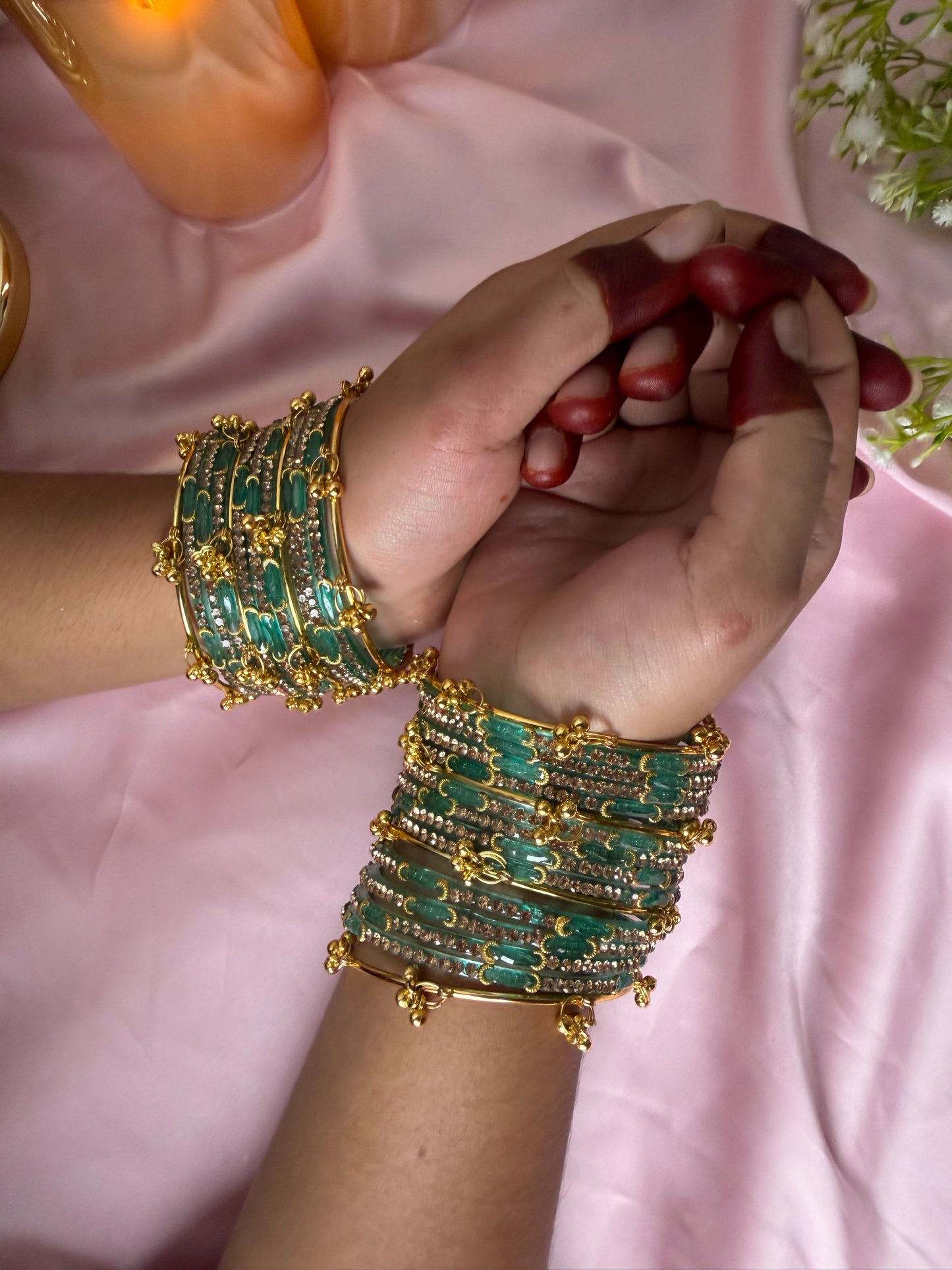Kashmiri Dadima Jhumka Sky Blue Bangles