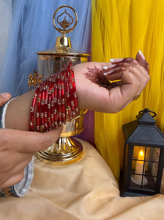 Kashmiri Ruby Red Festival Glow Bangles
