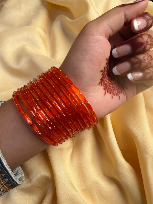 Kashmiri Raindrop Orange Bangles