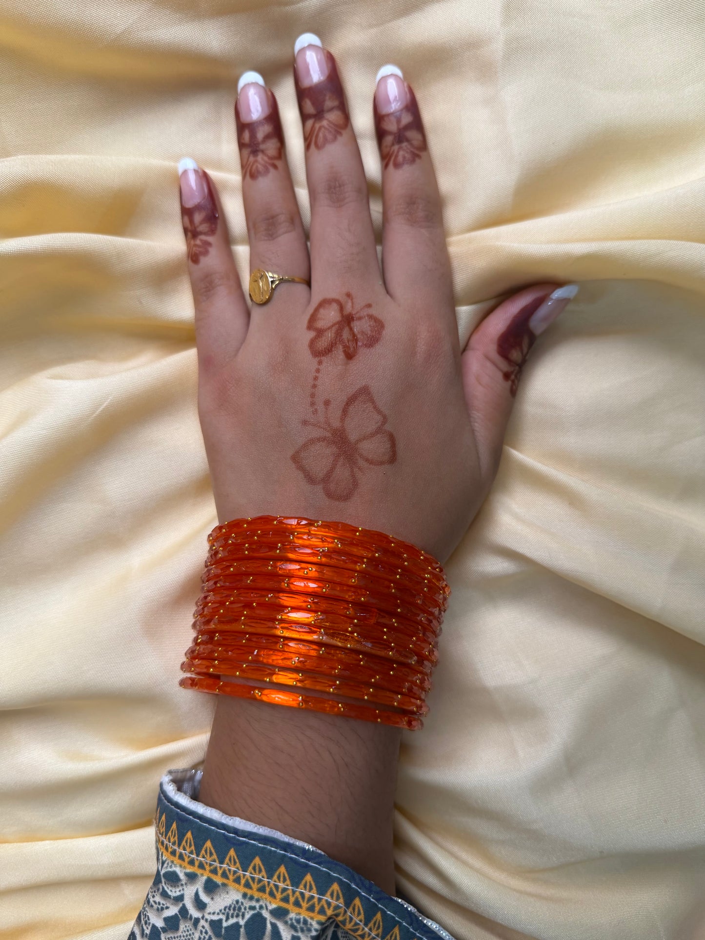 Kashmiri Raindrop Orange Bangles