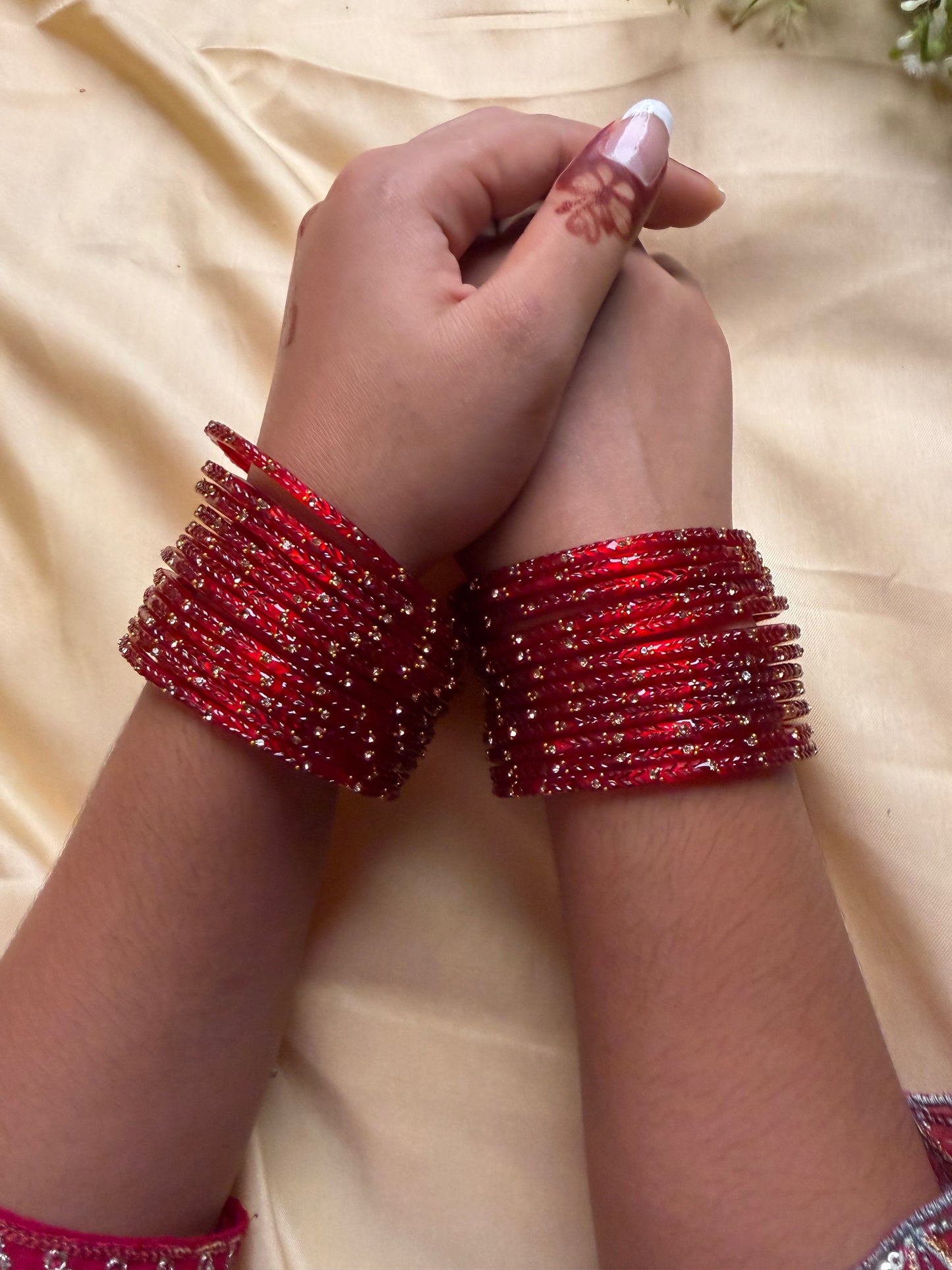 Kashmiri Lotus leaf Ruby Red bangles