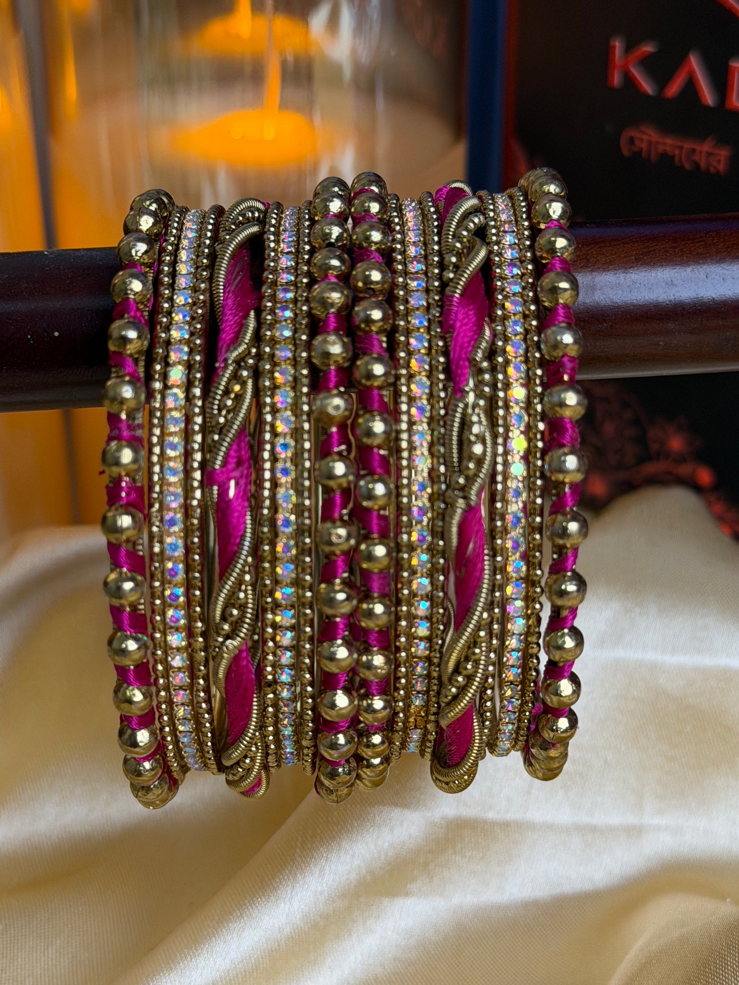 Ivory Luxe Metal Fuchsia Bangles