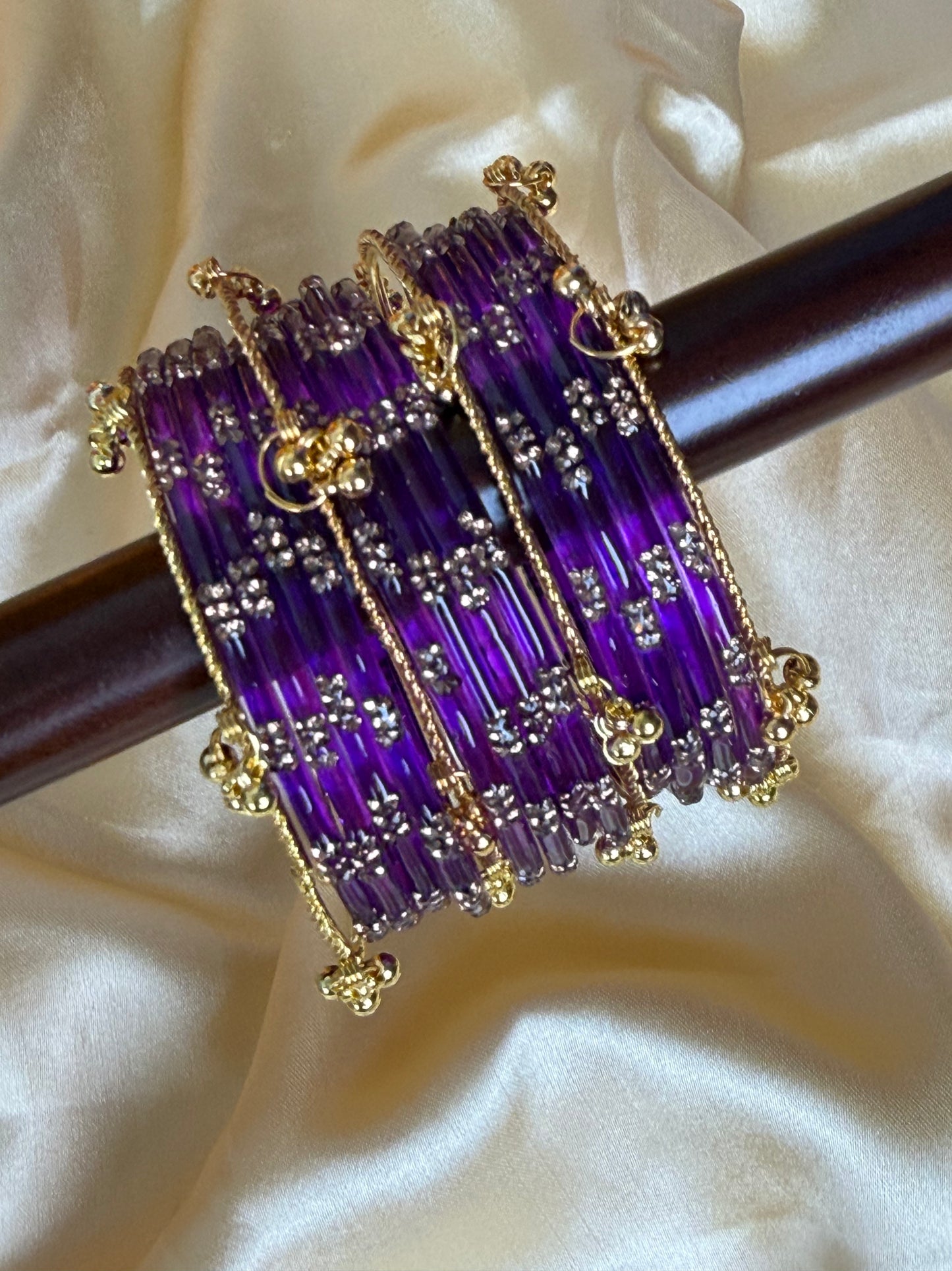Kashmiri Royal Amethyst Festival Glow Ghungroo Bangles