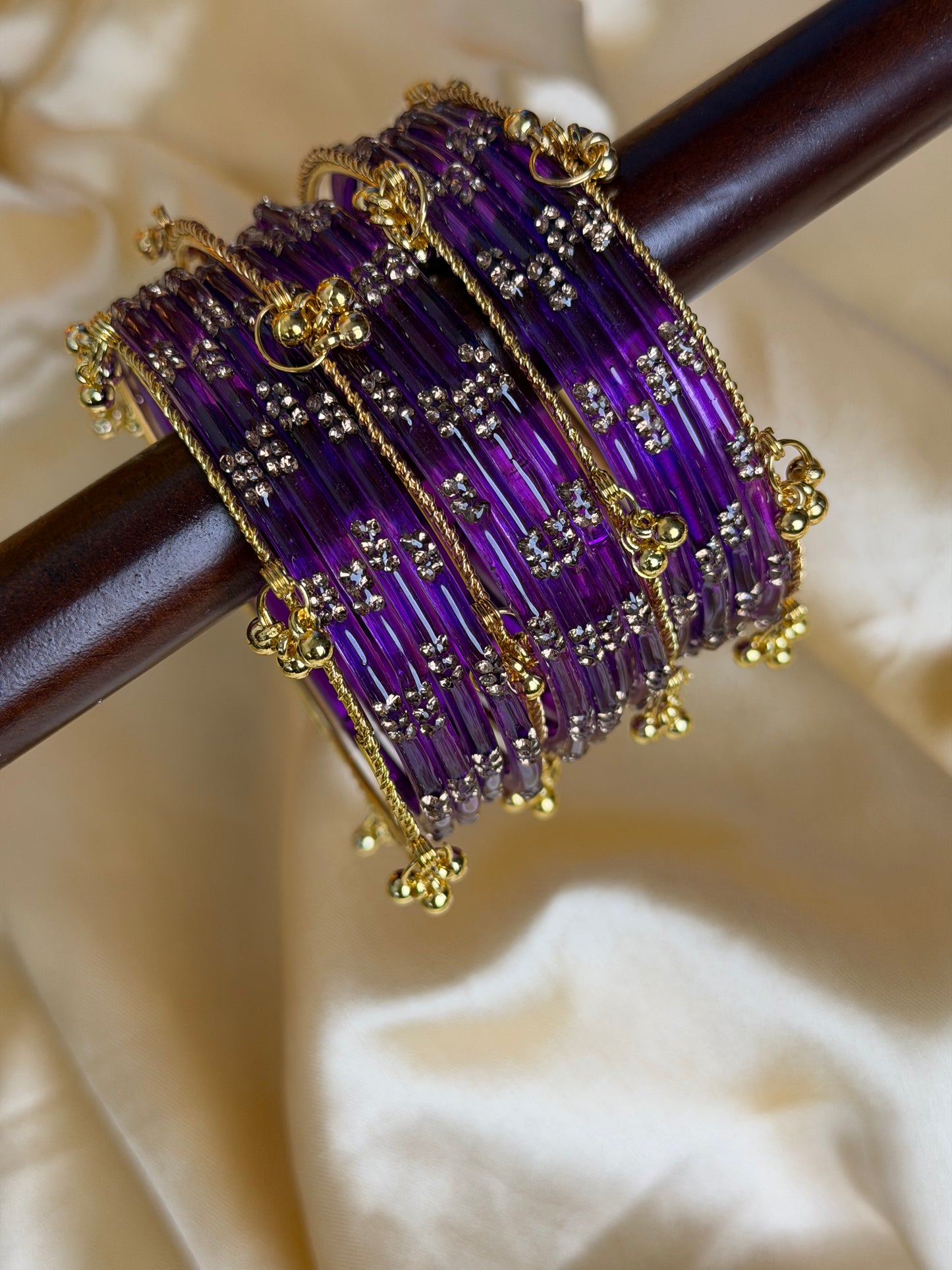 Kashmiri Royal Amethyst Festival Glow Ghungroo Bangles