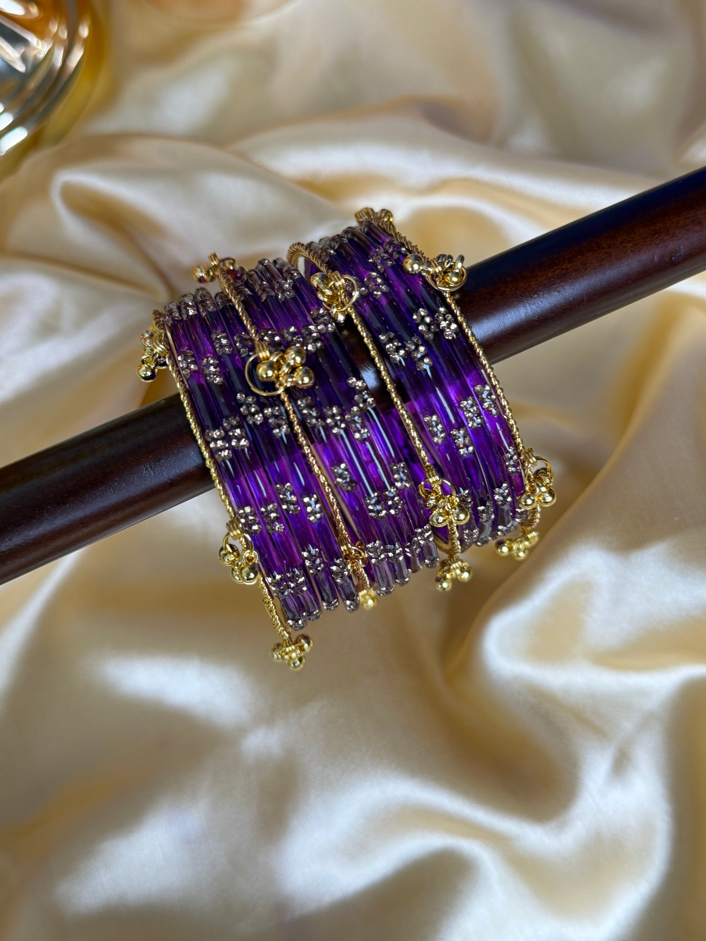 Kashmiri Royal Amethyst Festival Glow Ghungroo Bangles