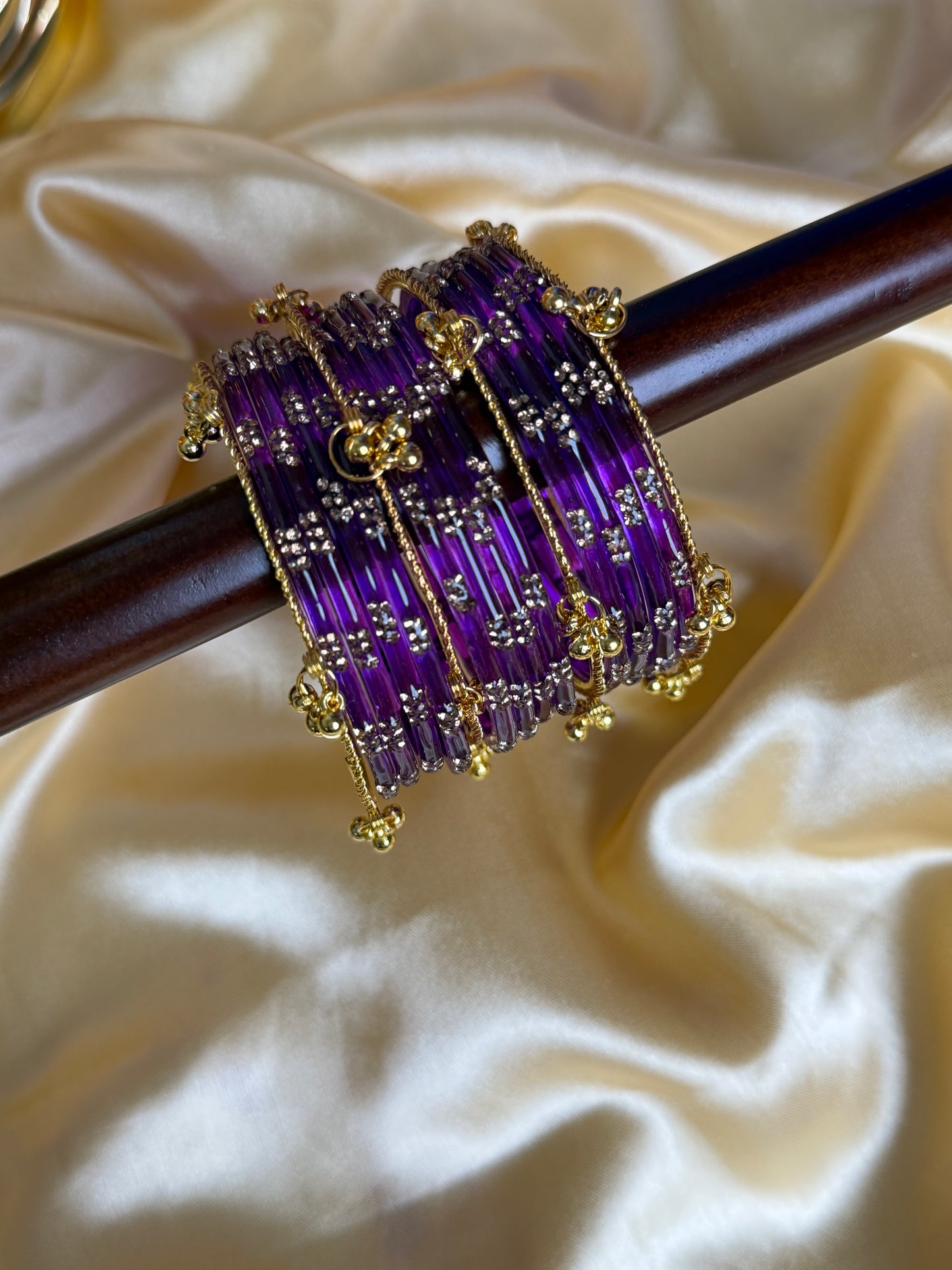Kashmiri Royal Amethyst Festival Glow Ghungroo Bangles
