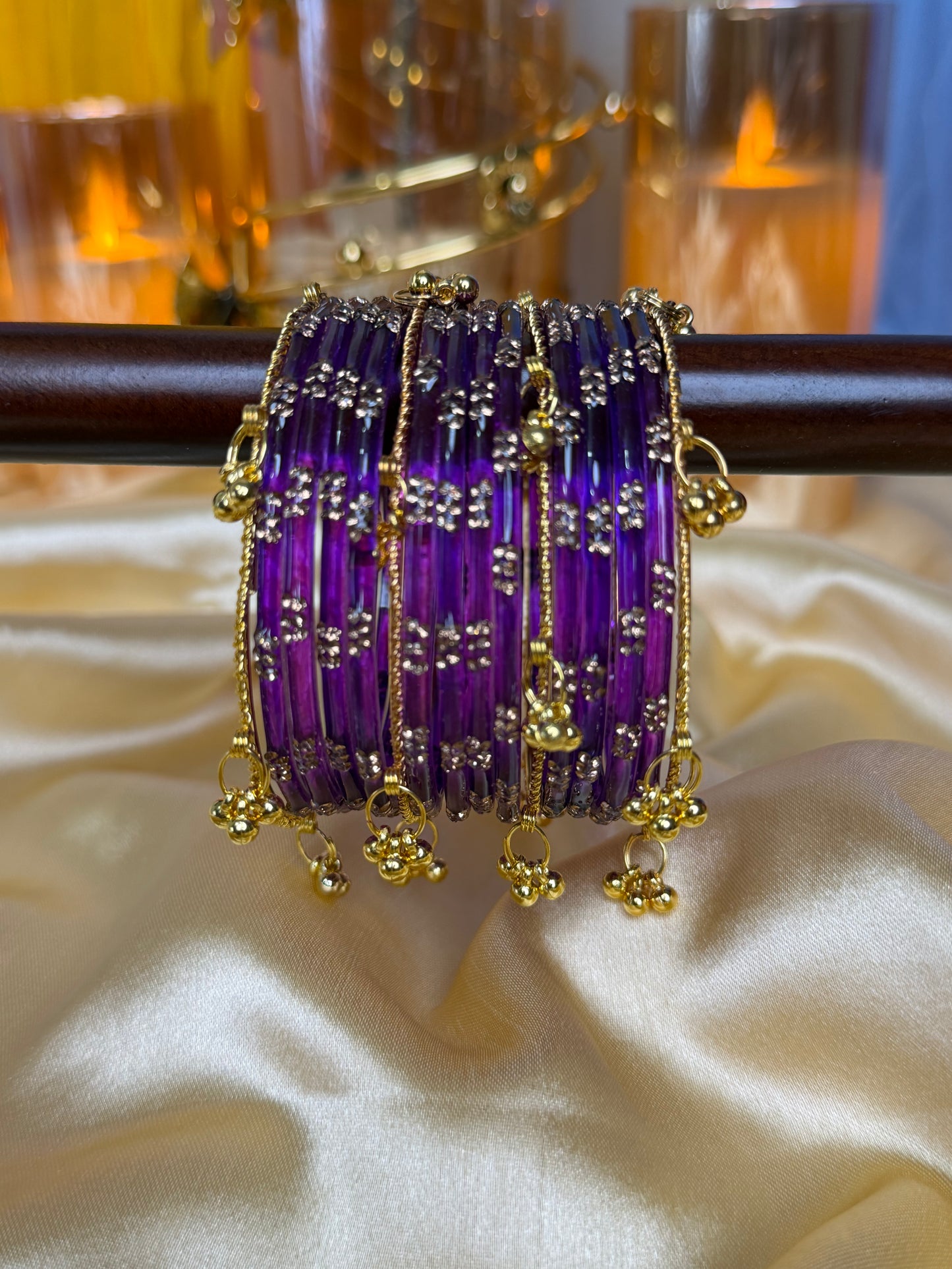 Kashmiri Royal Amethyst Festival Glow Ghungroo Bangles
