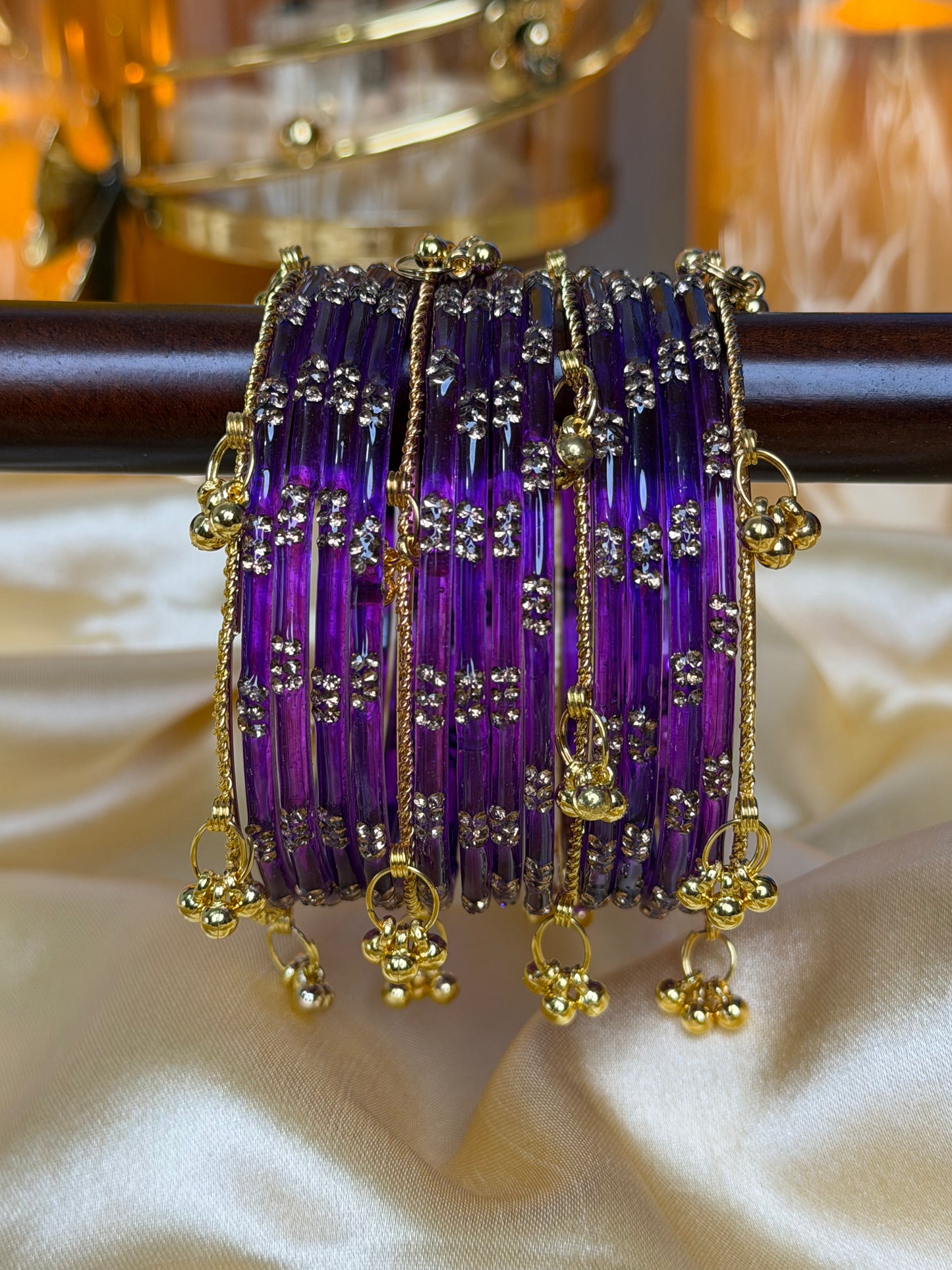 Kashmiri Royal Amethyst Festival Glow Ghungroo Bangles