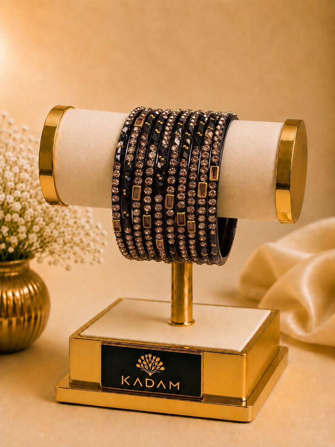Kashmiri Herram Black Royale | 10 Pcs Bangle Set