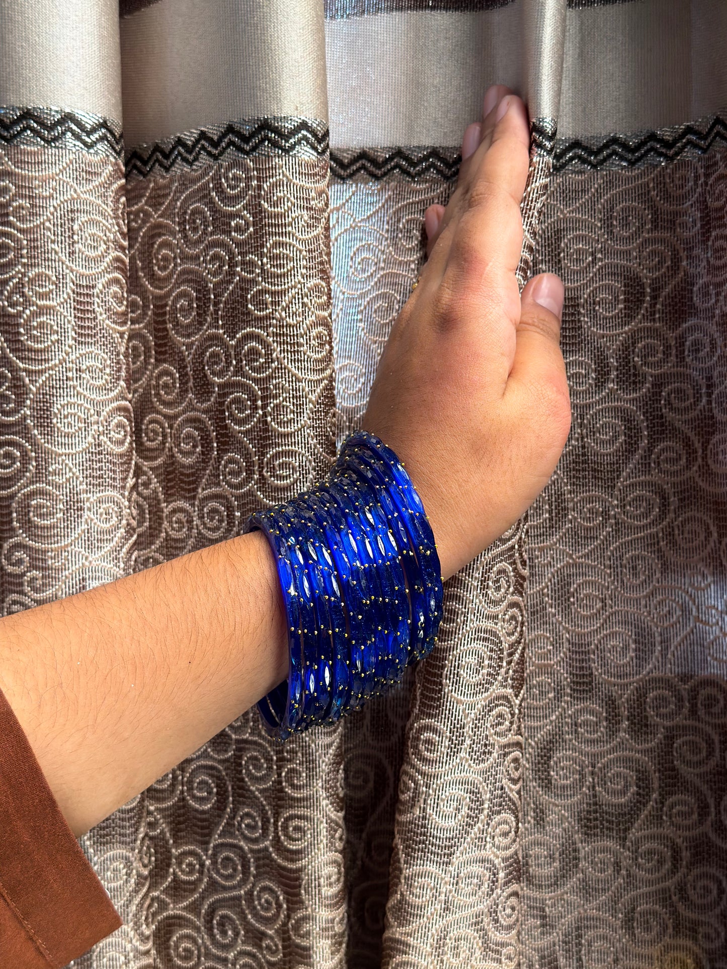 Kashmiri Raindrop Jhumka Royal Blue Bangles