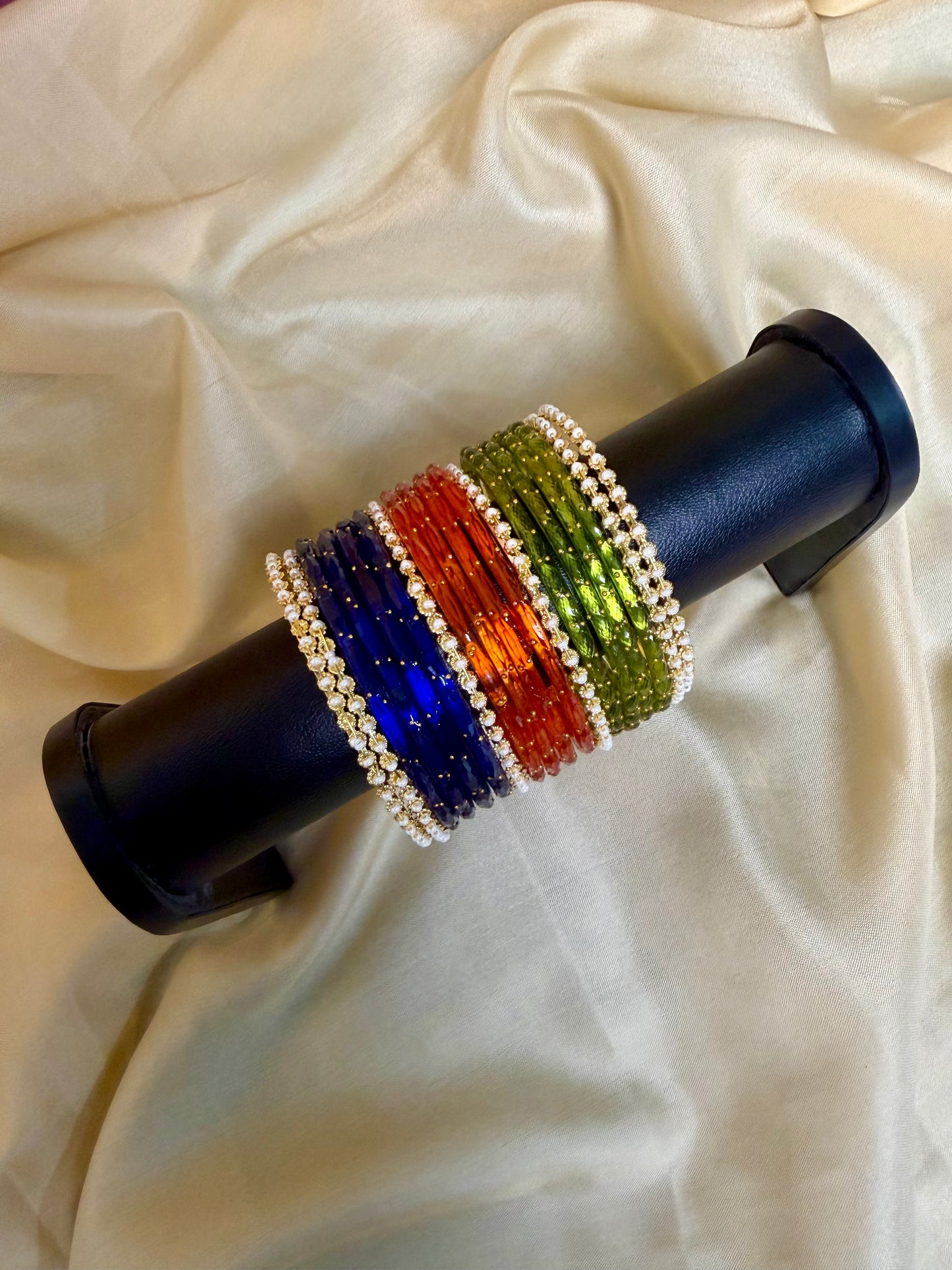 Kashmiri Pearl-Craft Multicolour Glass Bangles