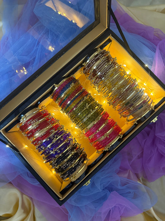 KADAM Imperial Royale Wooden Glass Display Box – 9 Premium Bangle Sets