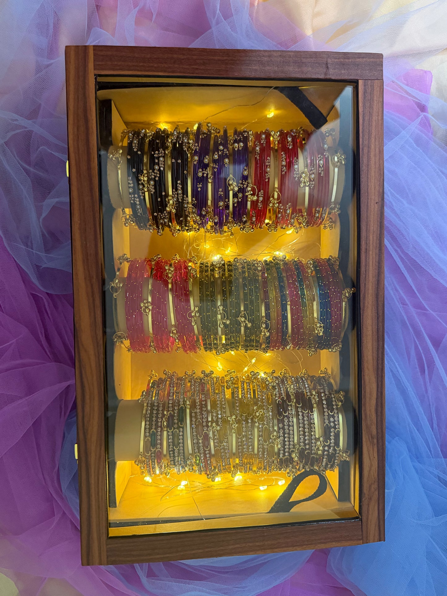 KADAM Imperial Royale Wooden Glass Display Box – 9 Premium Bangle Sets