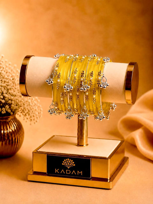 Kashmiri Jhumka Yellow Bangles Set