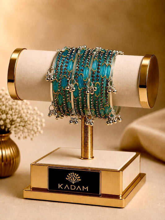 Kashmiri Dadima Jhumka Sky Blue Bangles