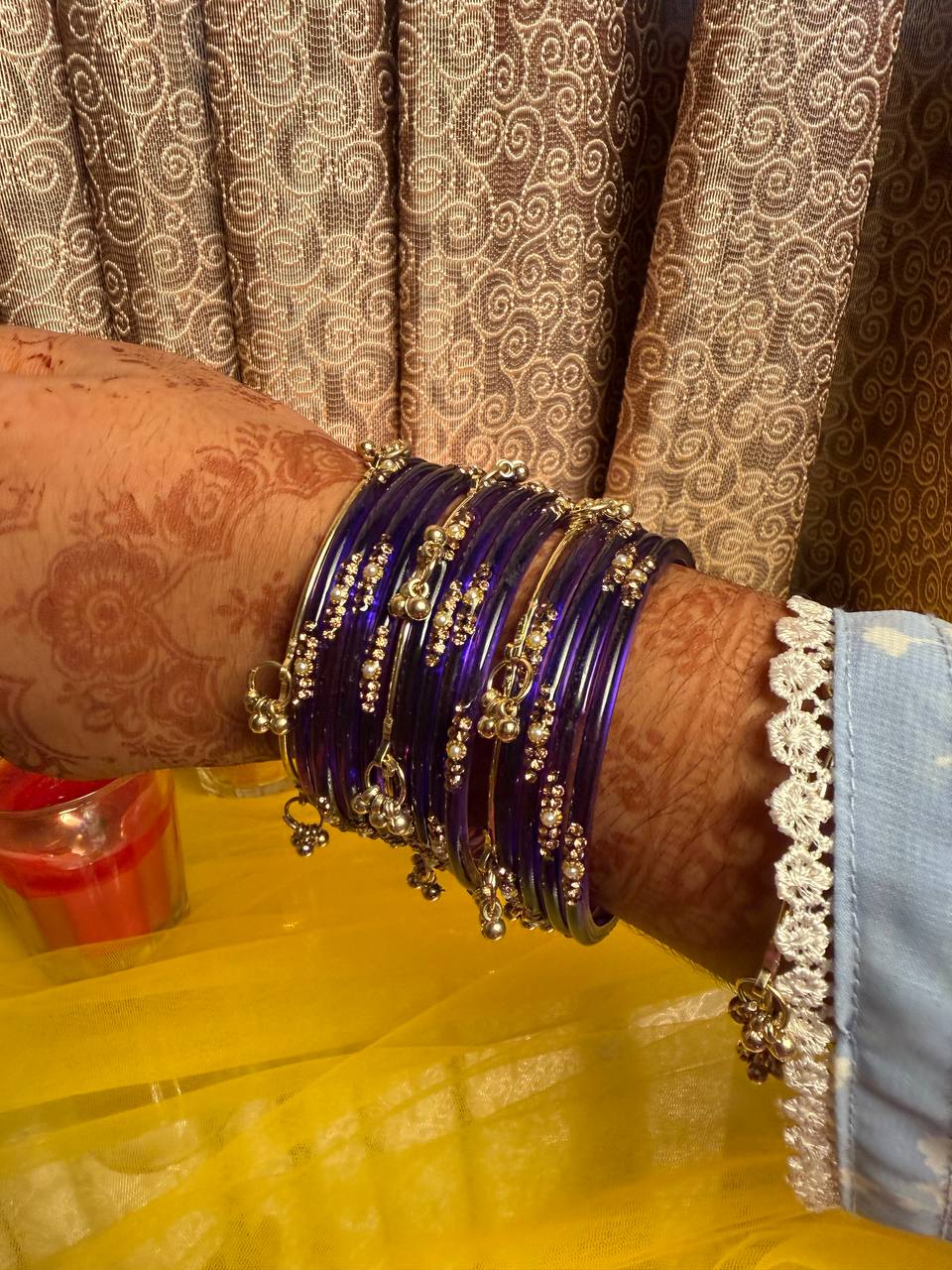 Kashmiri Jhumka Purple Bangles Set