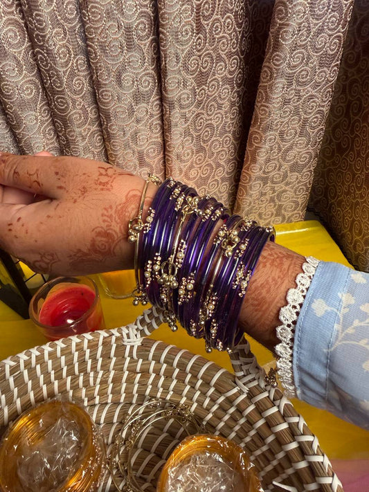 Kashmiri Jhumka Purple Bangles Set