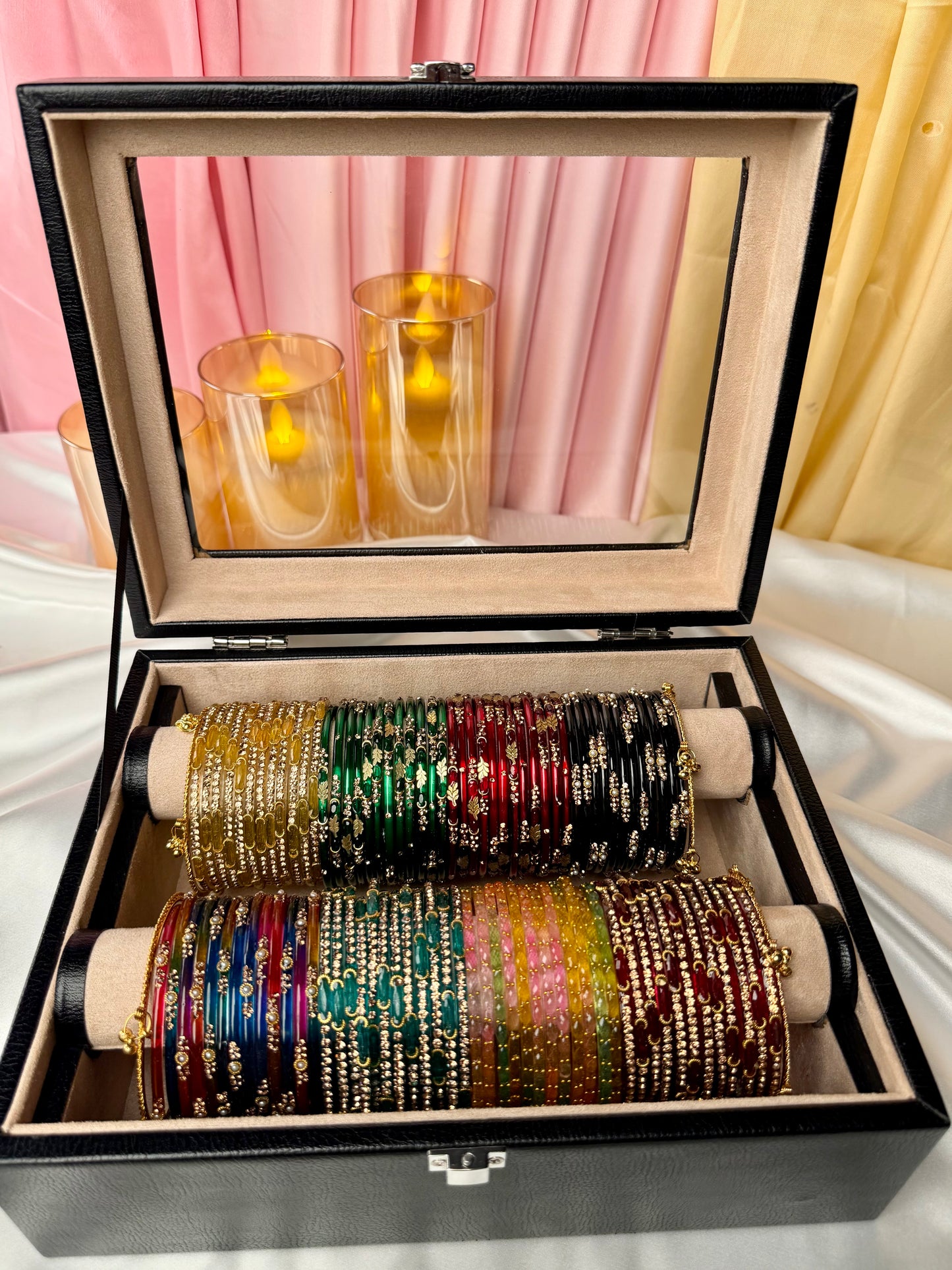 Premium Kashmiri Bangle Box – 96 Pcs Bangles + 4 Pcs Ghungroo