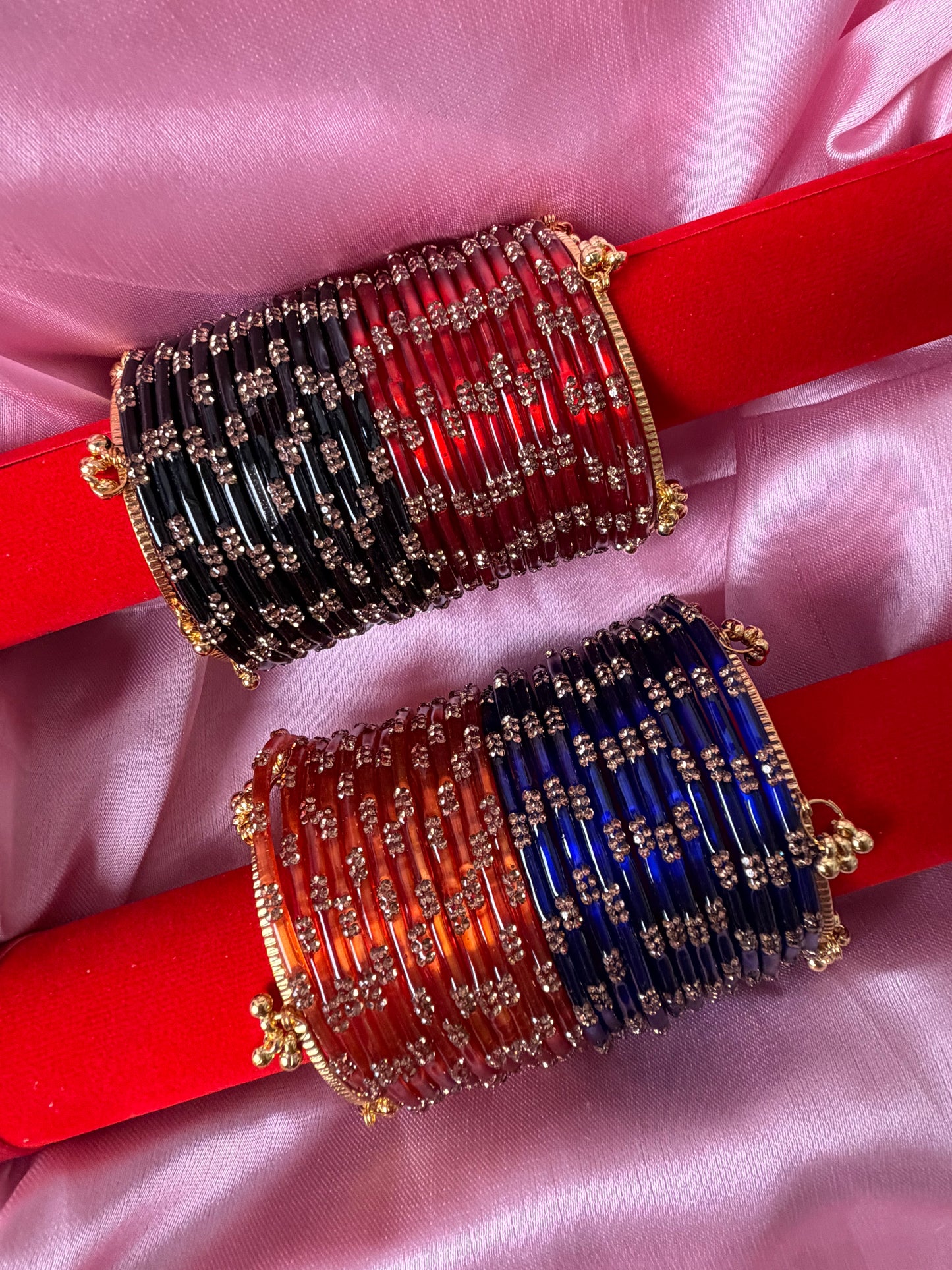 Festival Glow Combo 48 Pcs Kashmiri Bangles with 4 Pcs Ghungroo