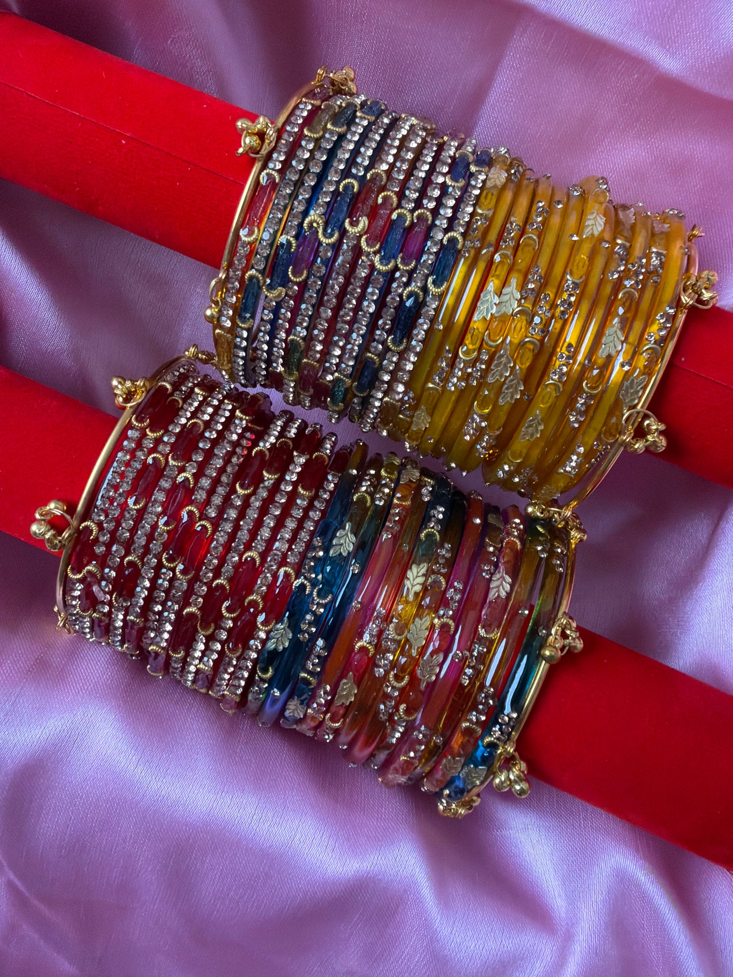 Leaf & Dadima Luxury Kashmiri Bangles Combo – 48 Pcs Bangles with 4 Pcs Jhumka