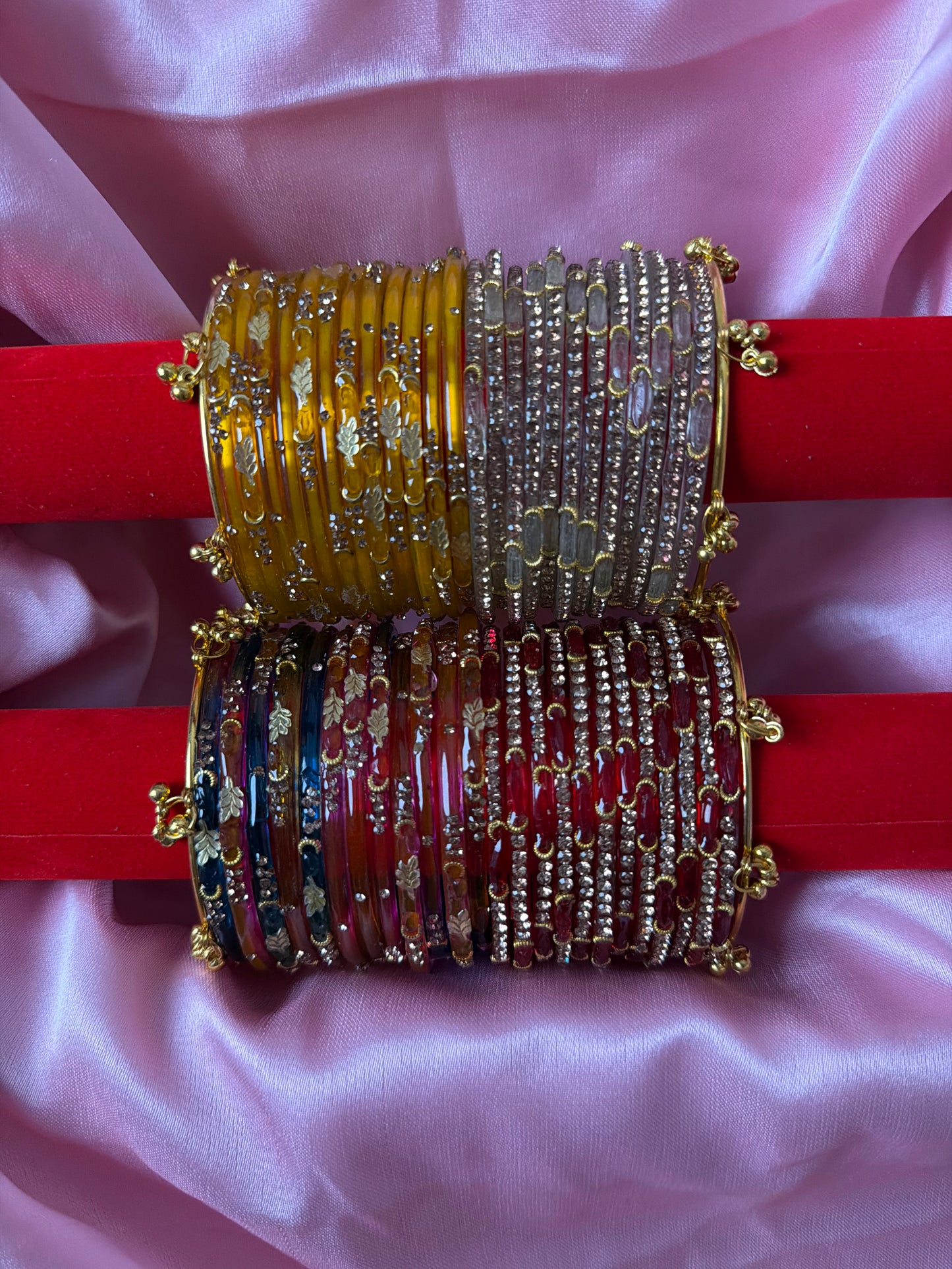 Royal Leaf & Dadima Kashmiri Bangles Combo – 48 Pcs Bangles with 4 Pcs Jhumka