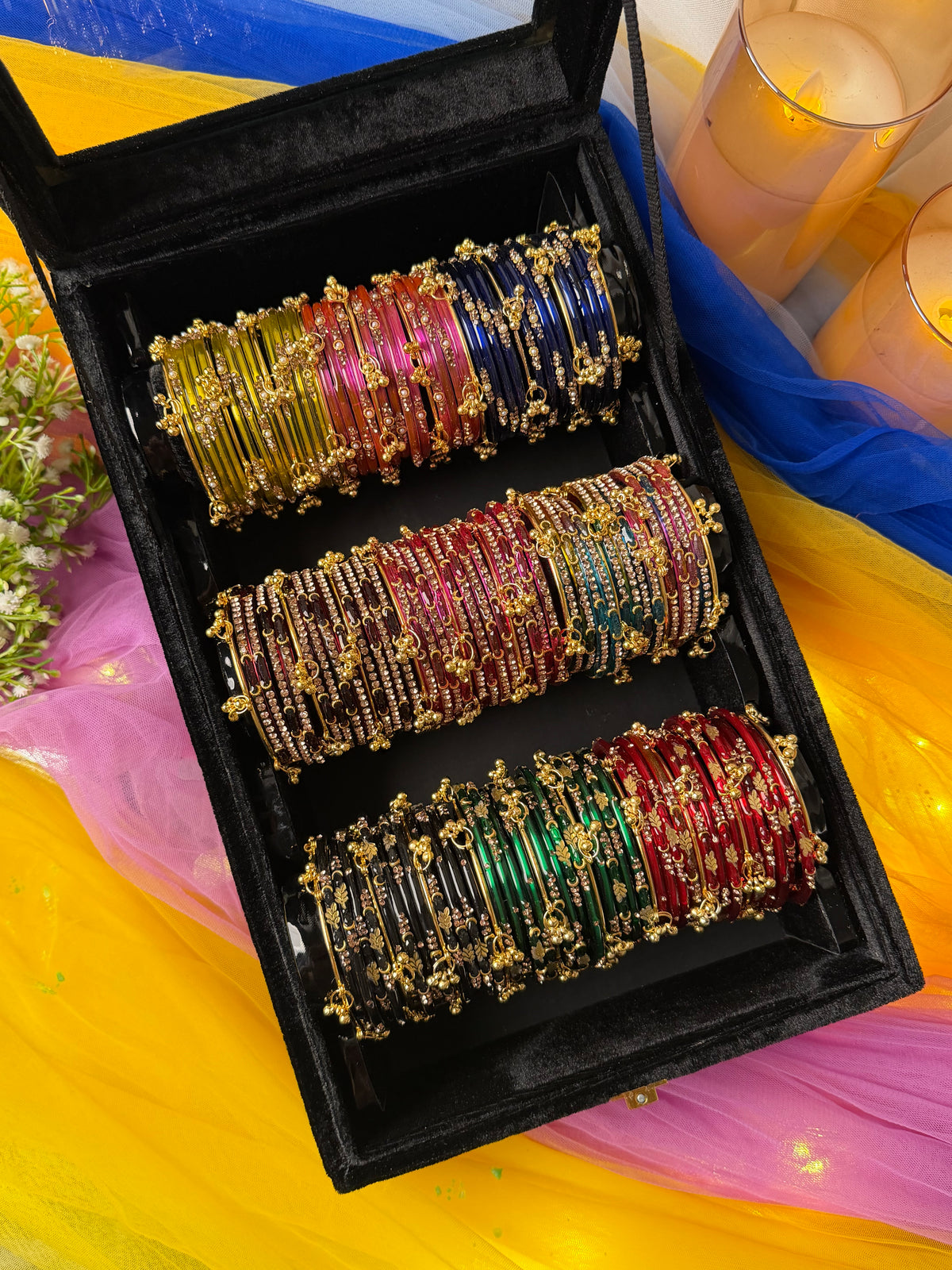 KADAM Khasmiri Jhumka Bangle Full Box with Box – 9 Premium Bangle Sets (Box included )