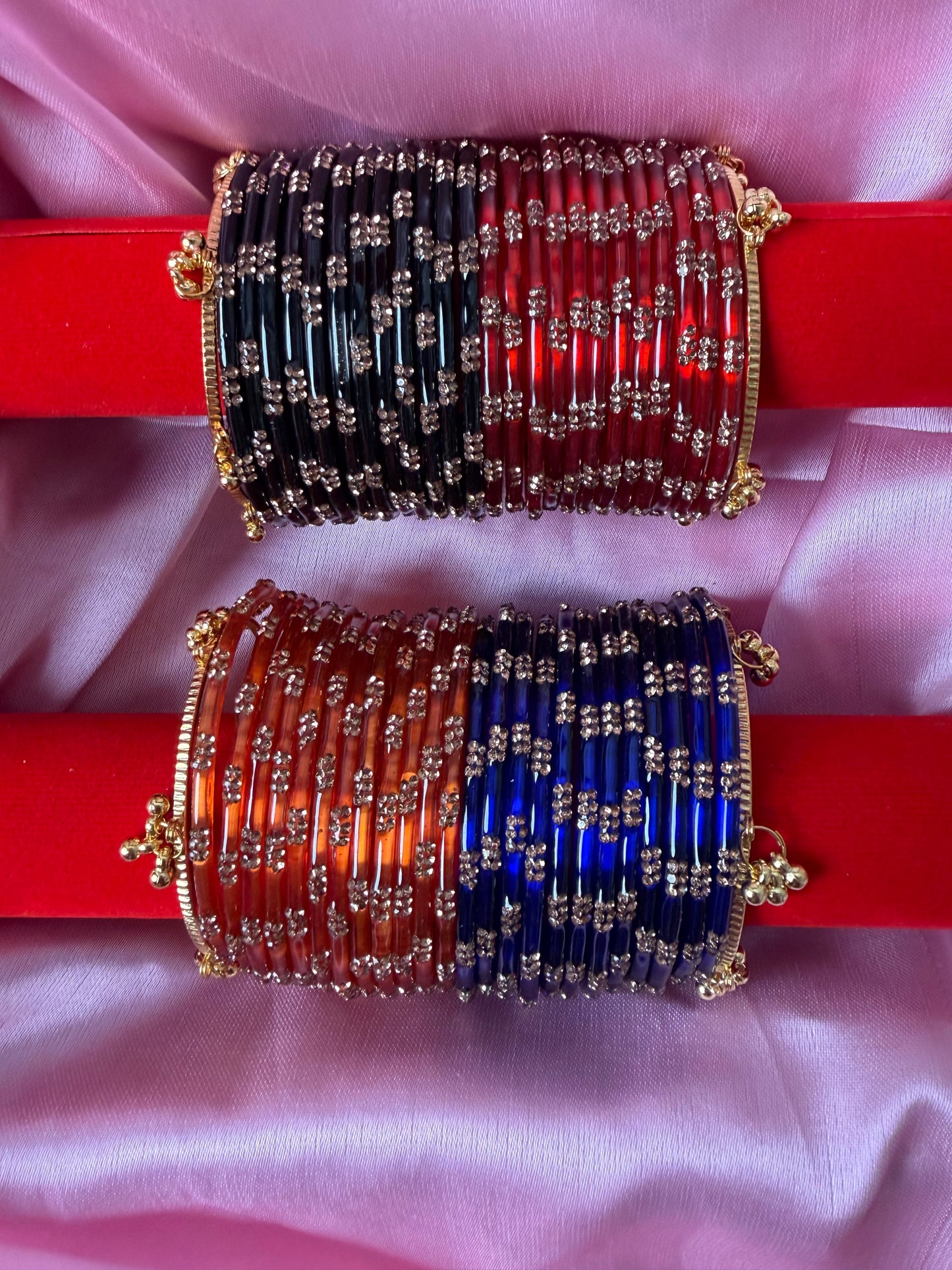 Festival Glow Combo 48 Pcs Kashmiri Bangles with 4 Pcs Ghungroo