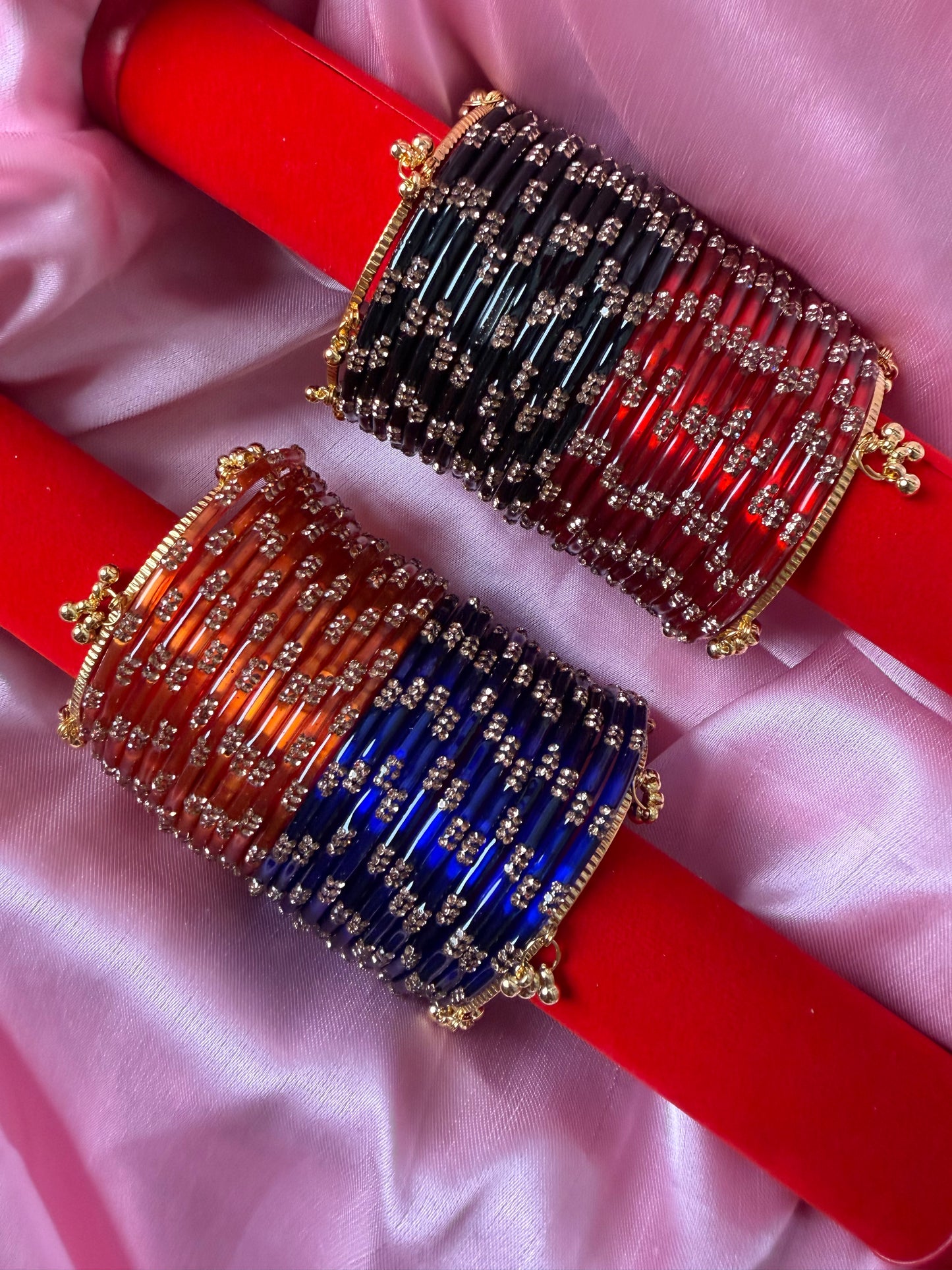 Festival Glow Combo 48 Pcs Kashmiri Bangles with 4 Pcs Ghungroo
