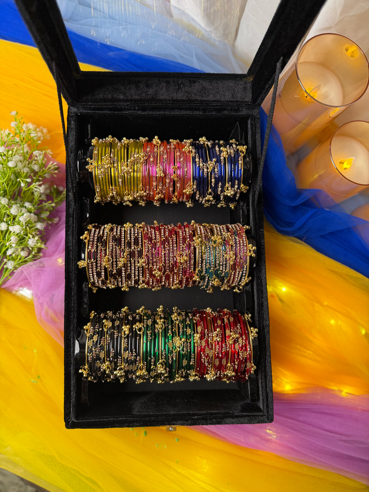 KADAM Khasmiri Jhumka Bangle Full Box with Box – 9 Premium Bangle Sets (Box included )