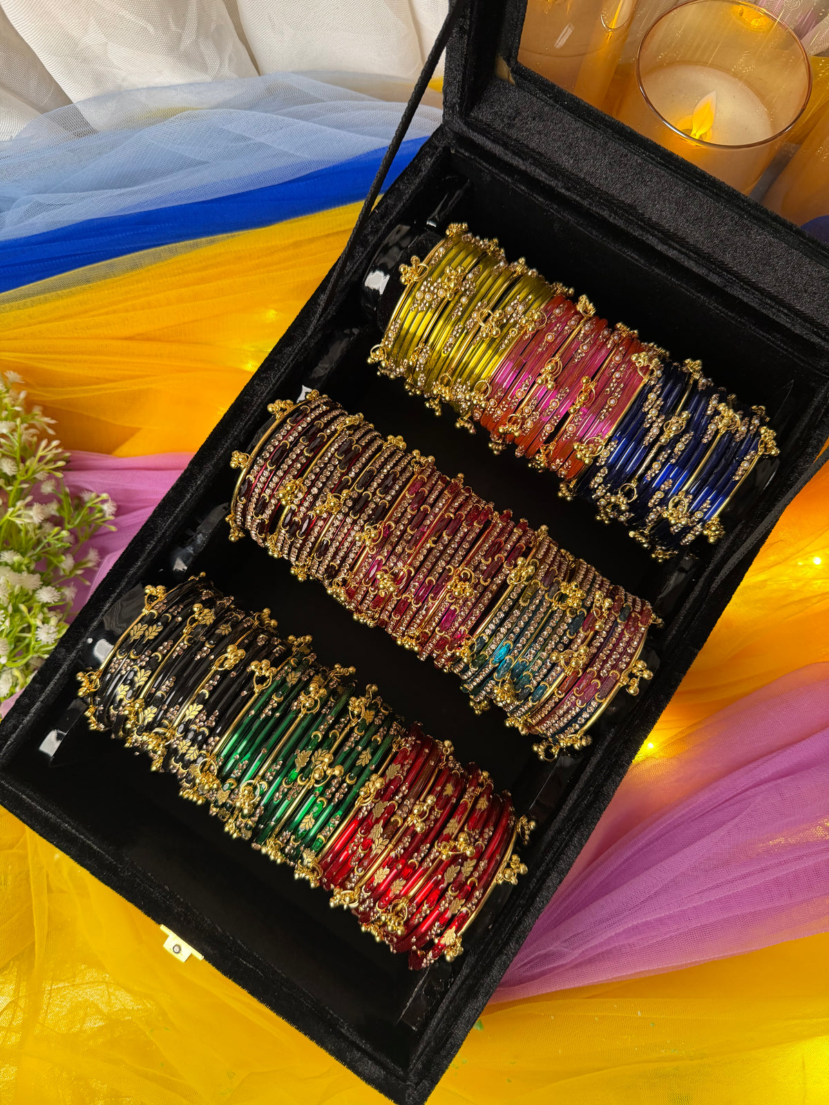 KADAM Khasmiri Jhumka Bangle Full Box with Box – 9 Premium Bangle Sets (Box included )