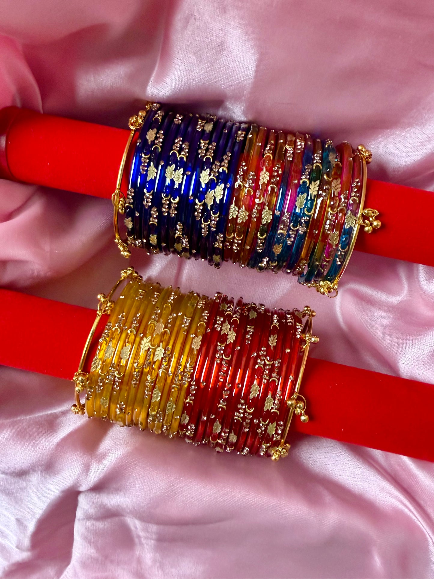 Kashmiri Royal Leaf Bangles Set – 48 Pcs Bangles with 4 Pcs Jhumka