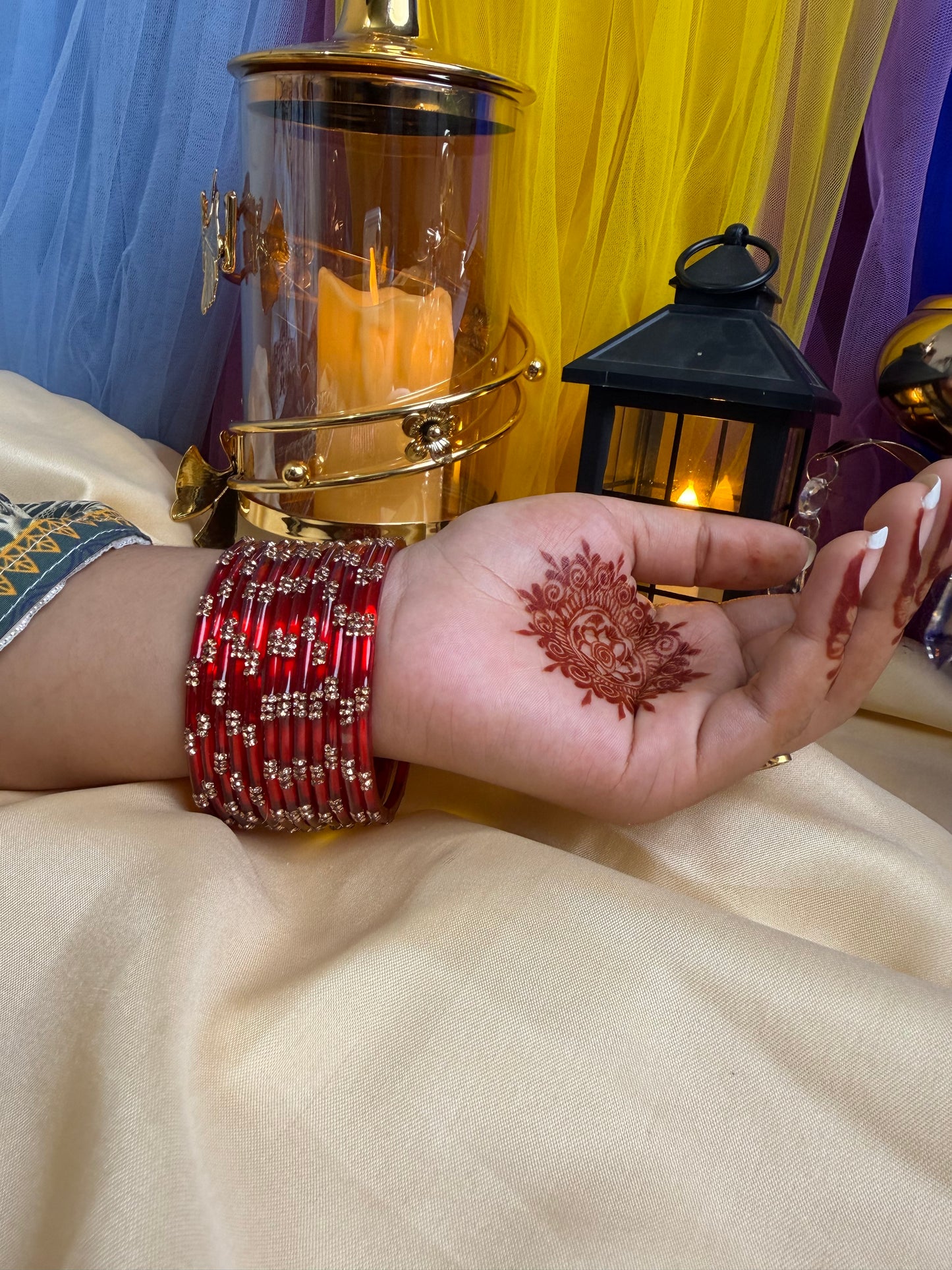 Kashmiri Ruby Red Festival Glow Bangles
