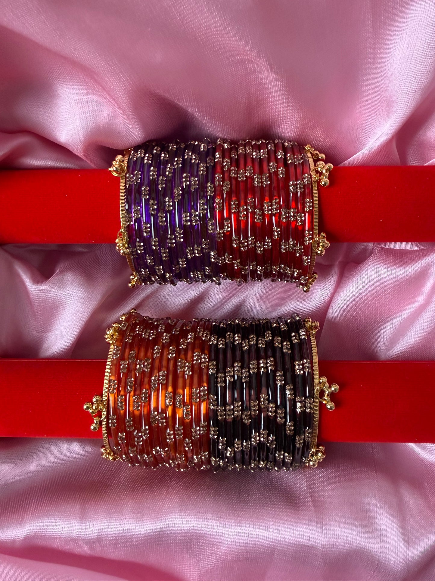 Festival Glow Combo 48 Pcs Kashmiri Bangles with 4 Pcs Ghungroo