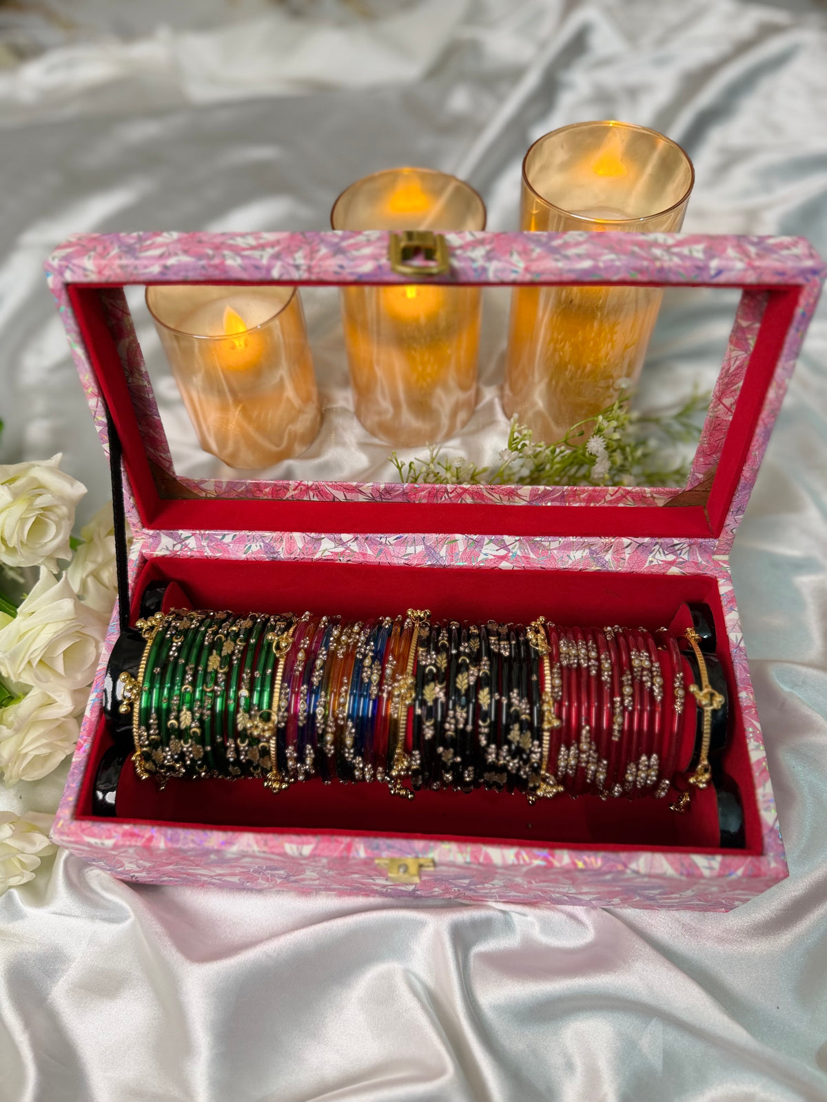 Premium 4-Set Kashmiri Bangles with 5 Ghungroo Bangles & Luxury Box (Box included )