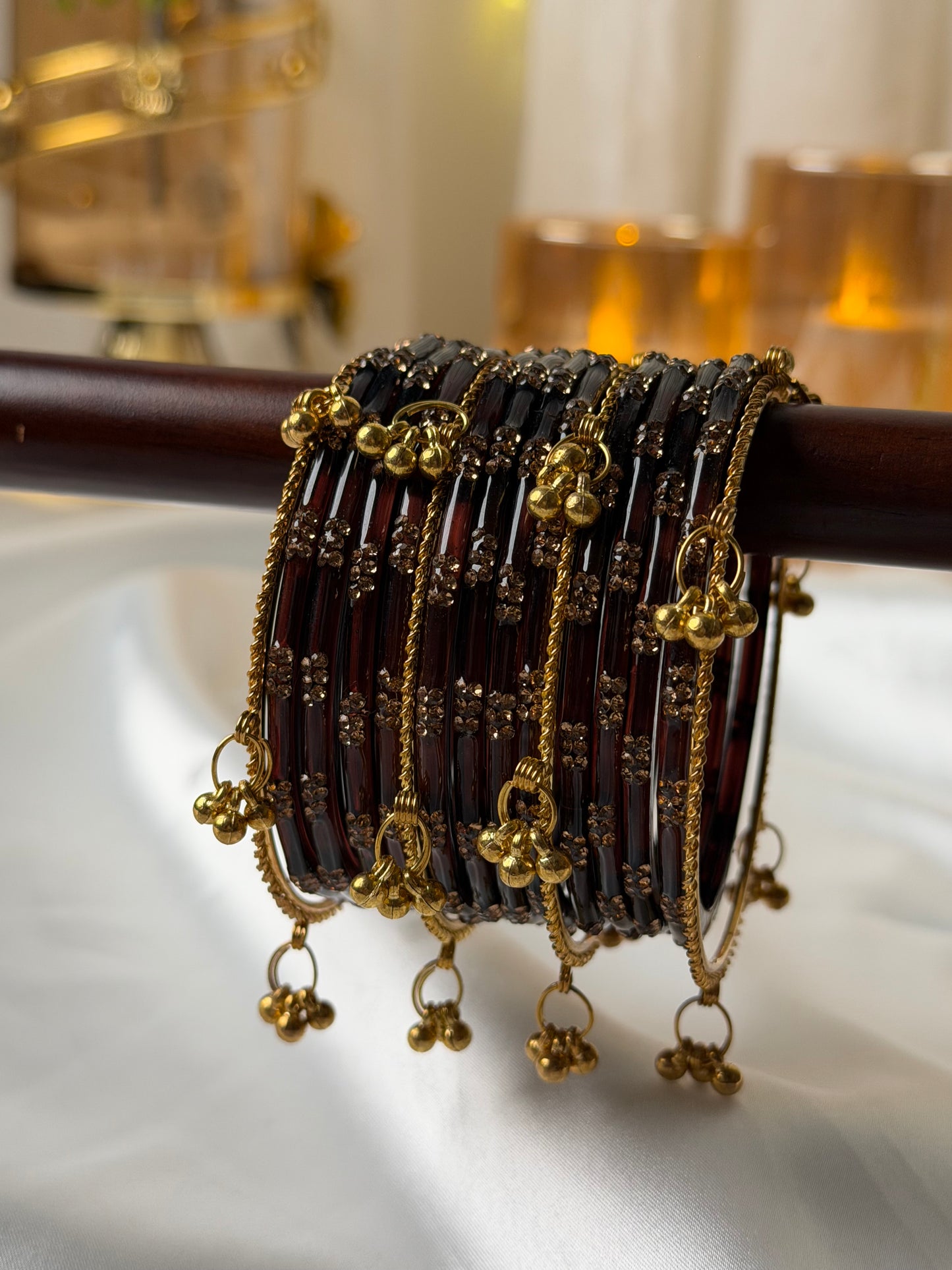 Festival Glow Wine Ghungroo Bangles – 24 Pcs Bangles + 8 Pcs Ghungroo