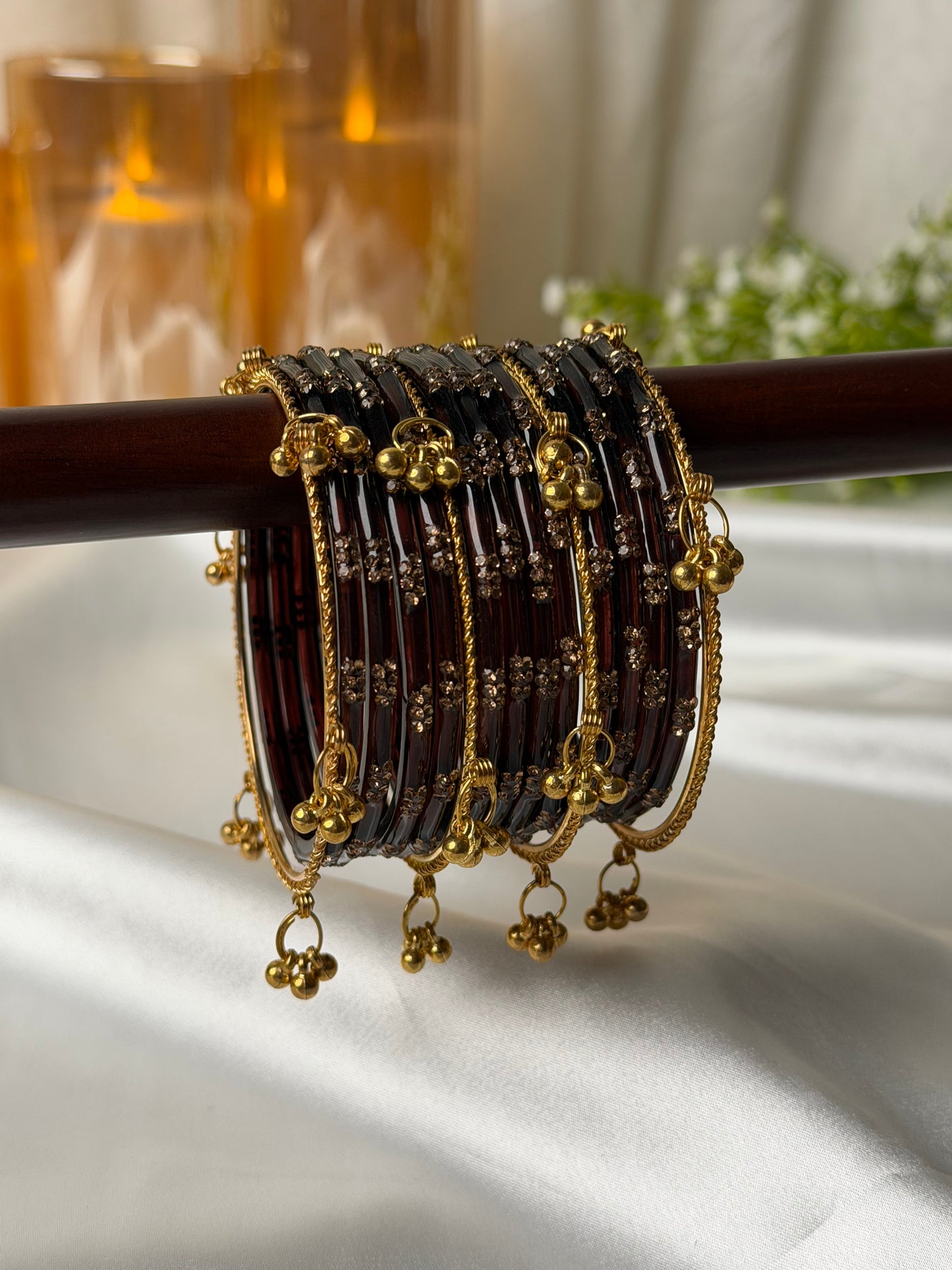 Festival Glow Wine Ghungroo Bangles – 24 Pcs Bangles + 8 Pcs Ghungroo