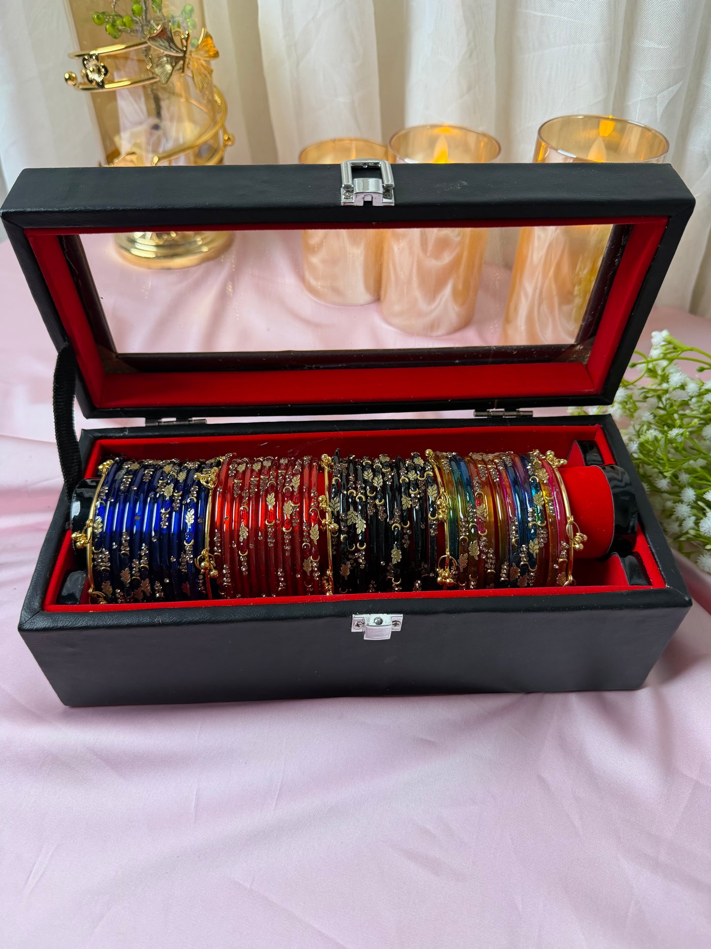 Premium Kashmiri Bangles Gift Box – 48 Pcs Bangles + 4 Pcs Ghungroo