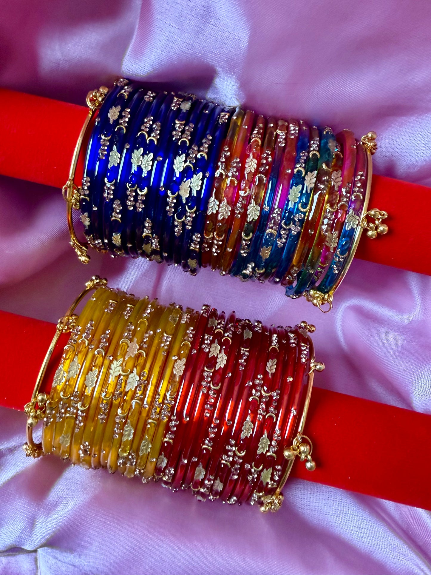 Kashmiri Royal Leaf Bangles Set – 48 Pcs Bangles with 4 Pcs Jhumka