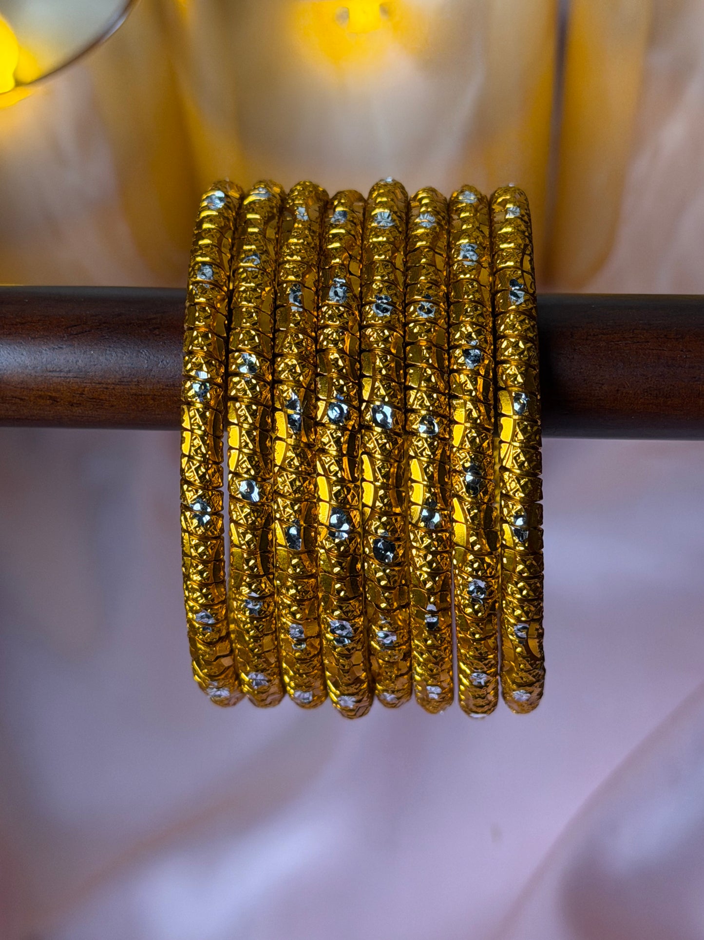 Metal Royal Gold Diamond Mesh Bangles