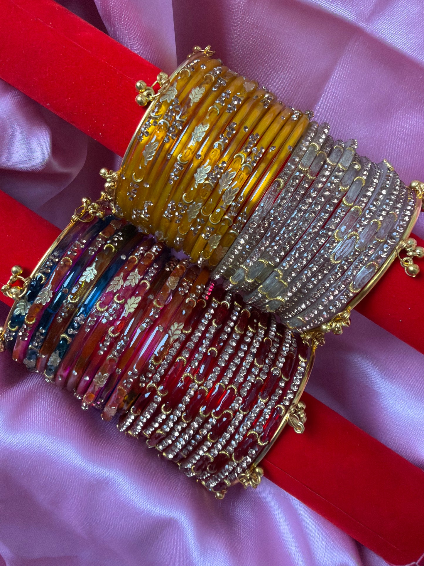 Royal Leaf & Dadima Kashmiri Bangles Combo – 48 Pcs Bangles with 4 Pcs Jhumka