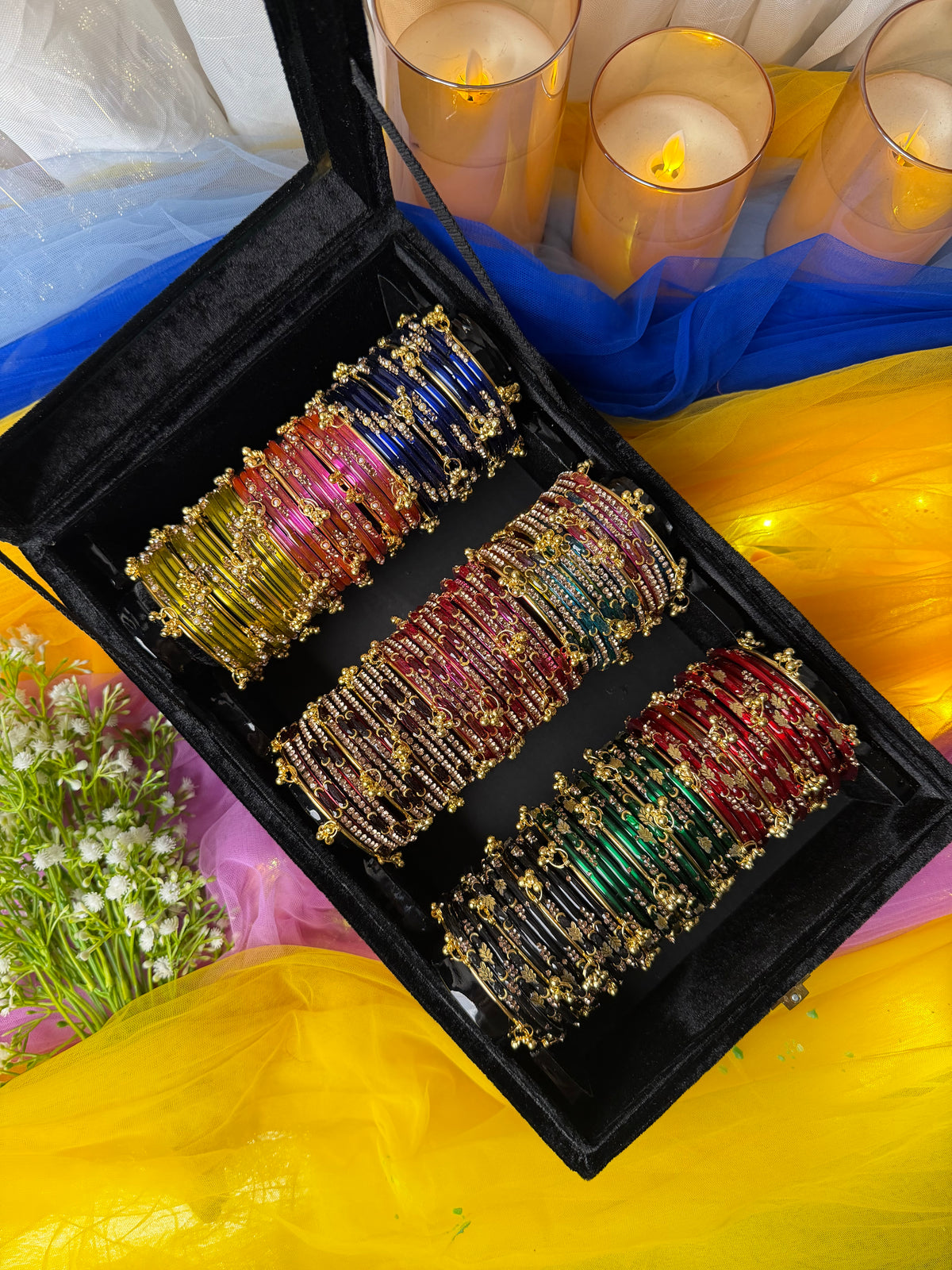 KADAM Khasmiri Jhumka Bangle Full Box with Box – 9 Premium Bangle Sets (Box included )