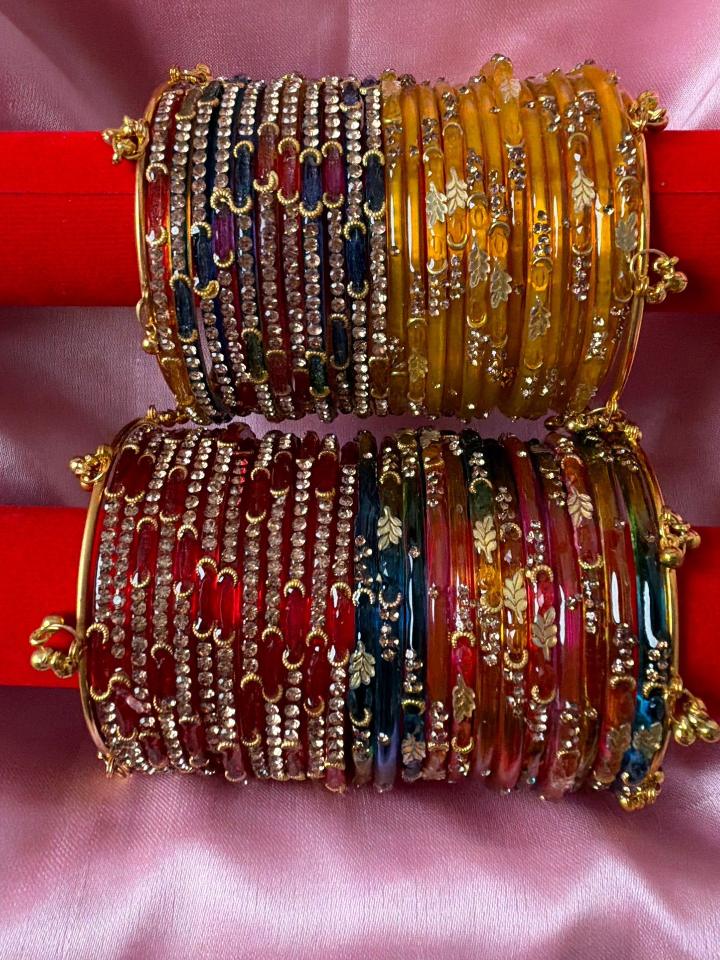Leaf & Dadima Luxury Kashmiri Bangles Combo – 48 Pcs Bangles with 4 Pcs Jhumka