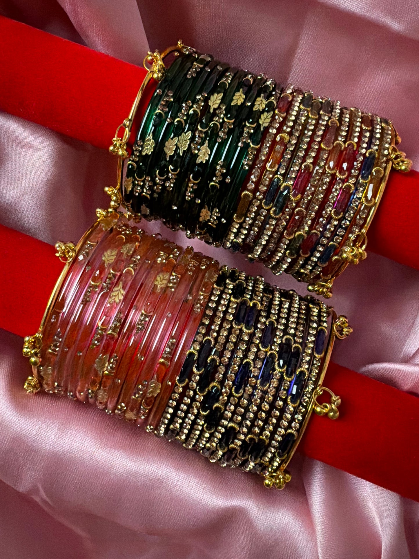 Leaf & Dadima Royal Kashmiri Bangles Combo – 48 Pcs Bangles with 4 Pcs Jhumka