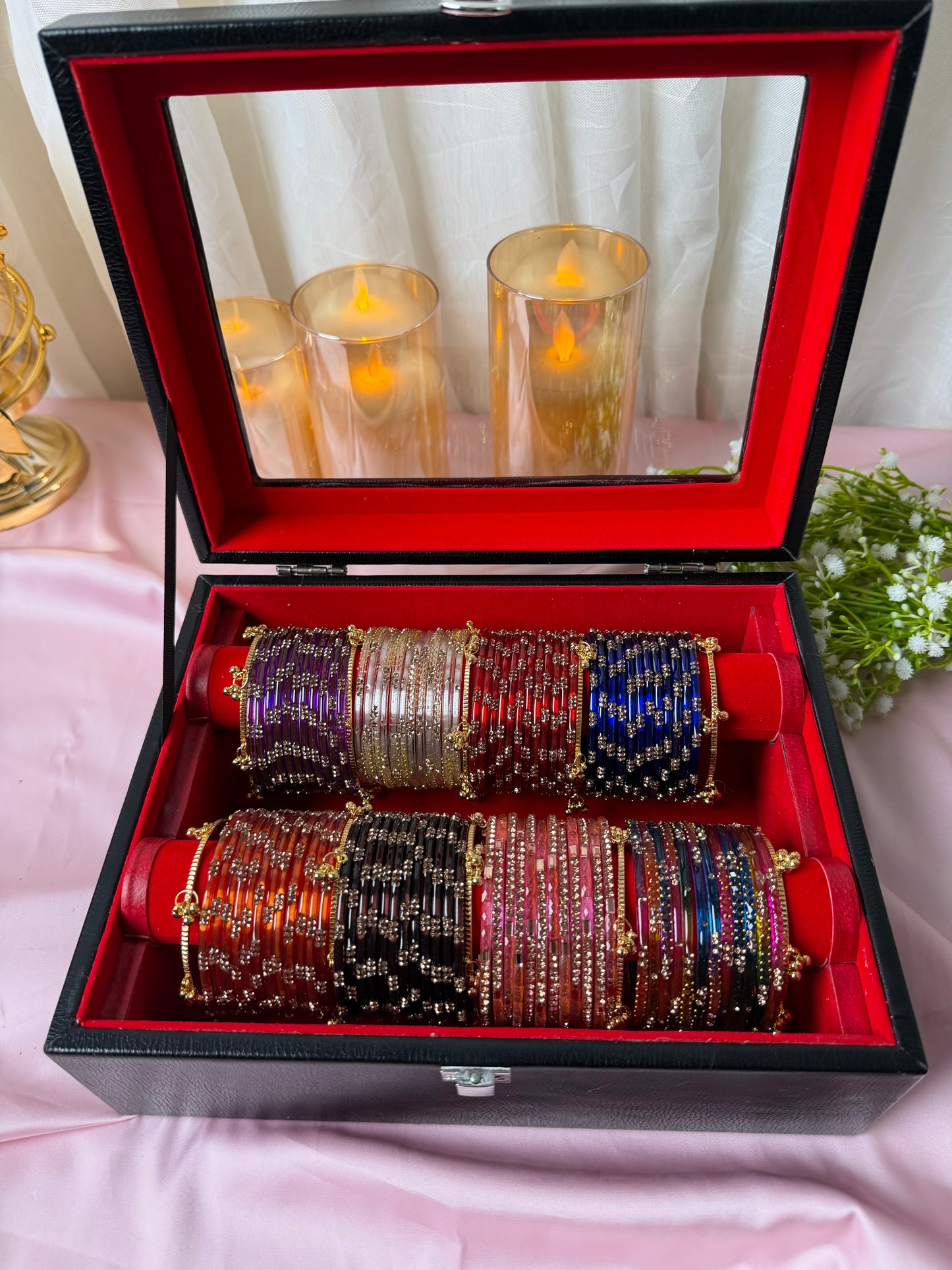 Premium Kashmiri Bangles Gift Box 96 Pcs Bangles with 10 Pcs Ghungroo