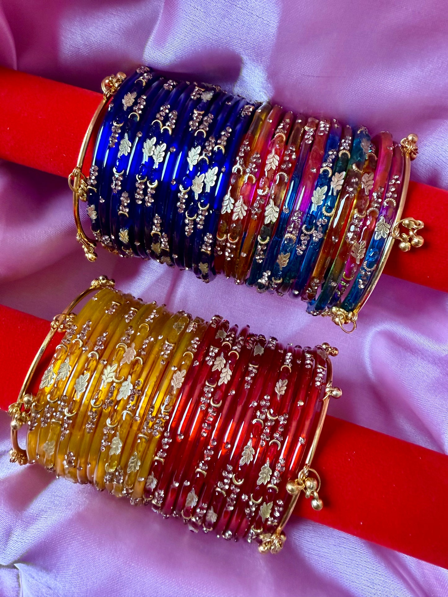 Kashmiri Royal Leaf Bangles Set – 48 Pcs Bangles with 4 Pcs Jhumka