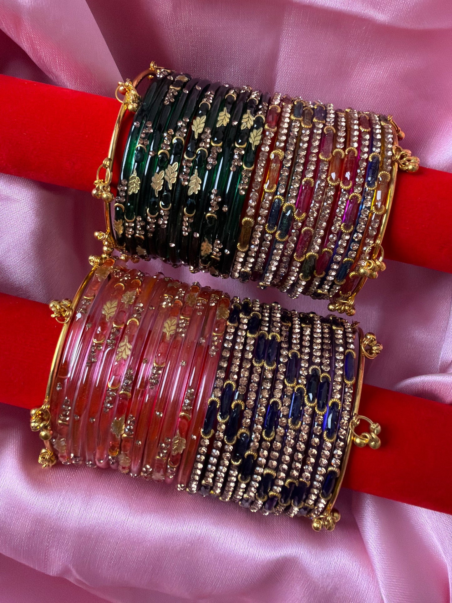 Leaf & Dadima Royal Kashmiri Bangles Combo – 48 Pcs Bangles with 4 Pcs Jhumka