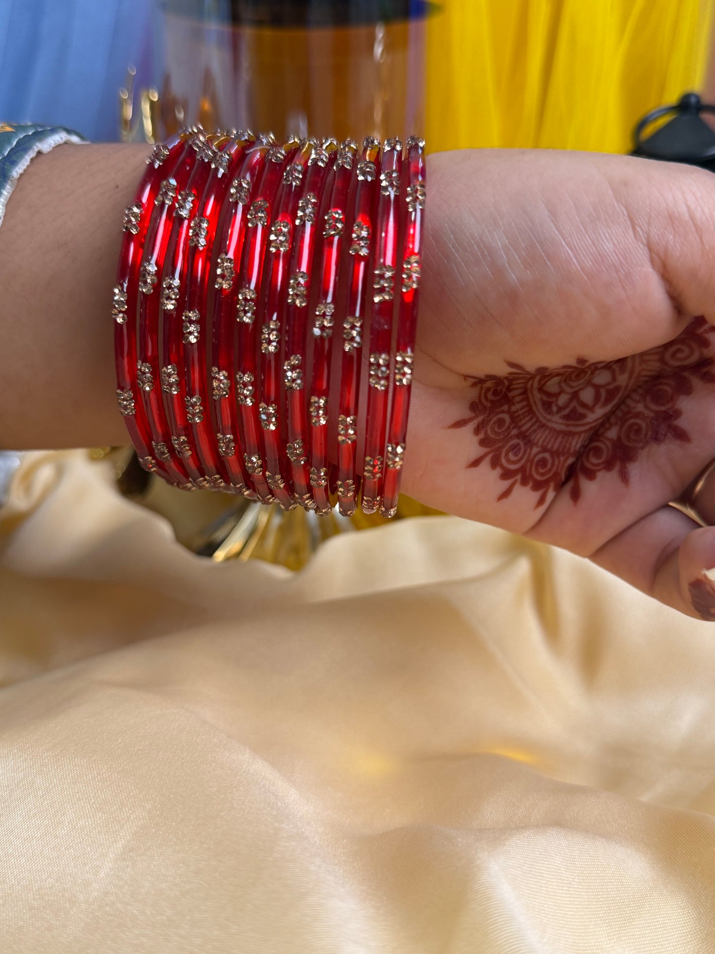 Kashmiri Ruby Red Festival Glow Bangles