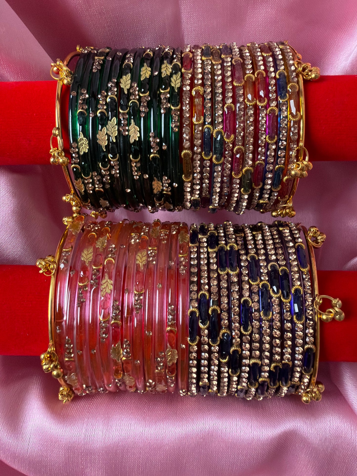 Leaf & Dadima Royal Kashmiri Bangles Combo – 48 Pcs Bangles with 4 Pcs Jhumka