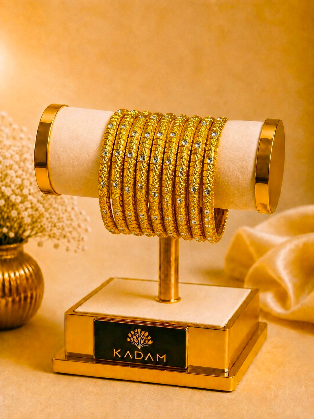Metal Royal Gold Diamond Mesh Bangles