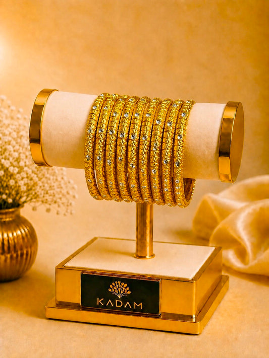 Metal Royal Gold Diamond Mesh Bangles